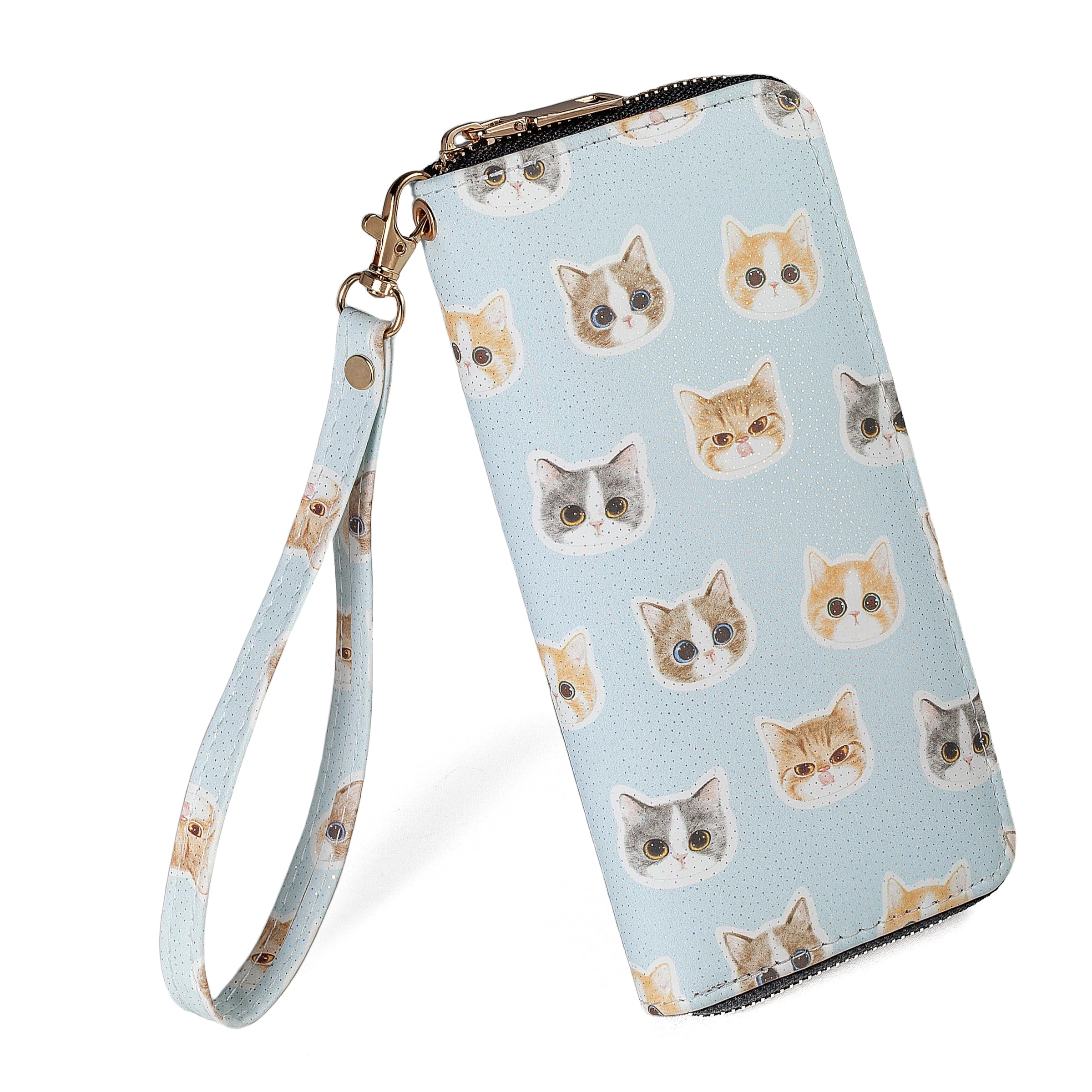 Fanwill Leopard Print Wallet For Women Cheetah Wristlet Purse Zip Around Card Holder