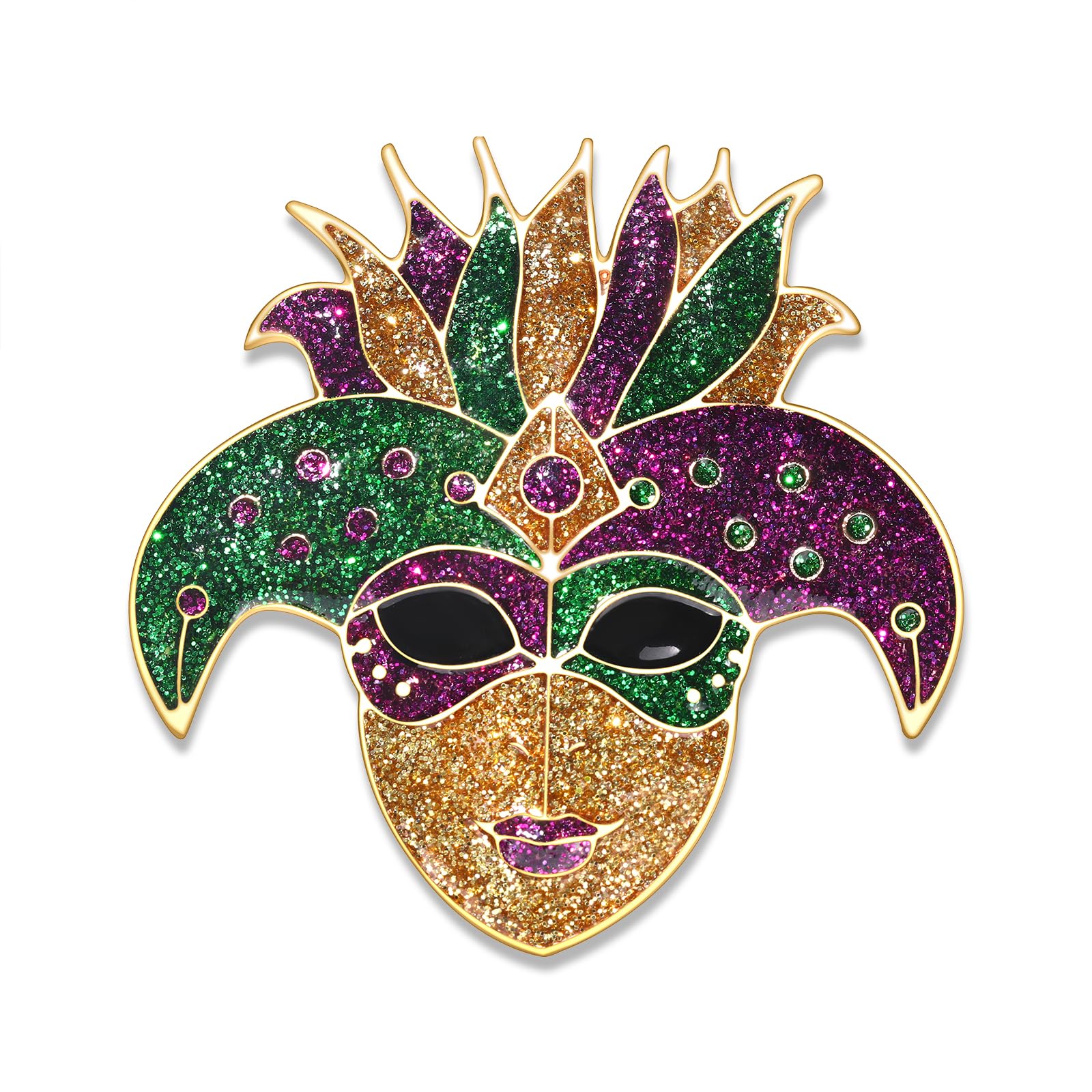 Mardi Gras Brooches for Women Glitter Rhinestone Mask Fleur-De-Lis Crown Jester Brooch Lapel Pins Bulk Carnival Badges Festival Parade Party Brooches