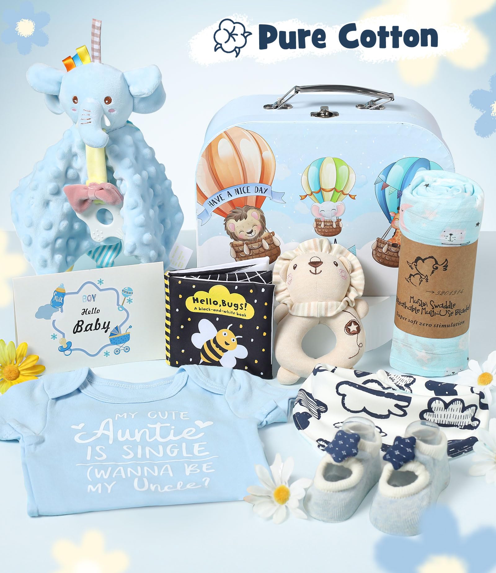 Tacobear Cesta Bebe Recien Nacido Niños Regalo Bebé Recién Nacidas para Bebé con Manta de Muselina Body Bebé Babero Tarjetas de Hitos Manta Regalo Baby Shower Bebe Cesta Recien Niños Niñas