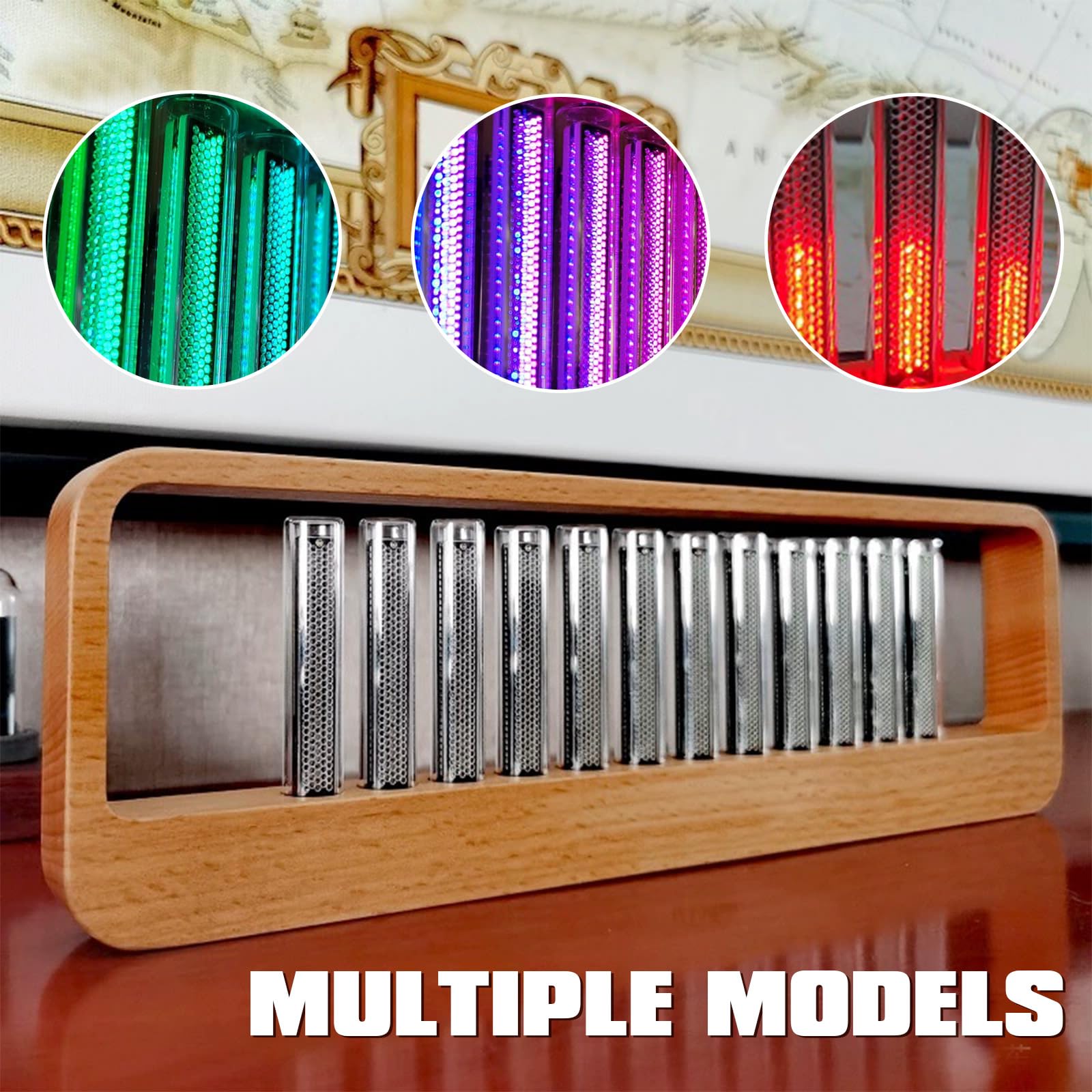 LED Nixie Uhr, Nixie Röhrenuhr Tube Clock, Musik Rhythmus Licht, Verschiedene Rhythmusstile, Einstellbare Helligkeit, Desktop Dekoration, Kreatives Geschenk zum Geburtstag Weihnachten