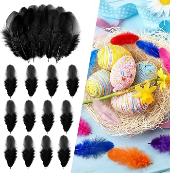 THARAHT Craft Rooster Feathers 600pcs 3-5inch Colored Feathers Bulk for Kindergarten DIY Crafts Wedding Home Party Dream Catcher Supplies Decorations Feathers,Black