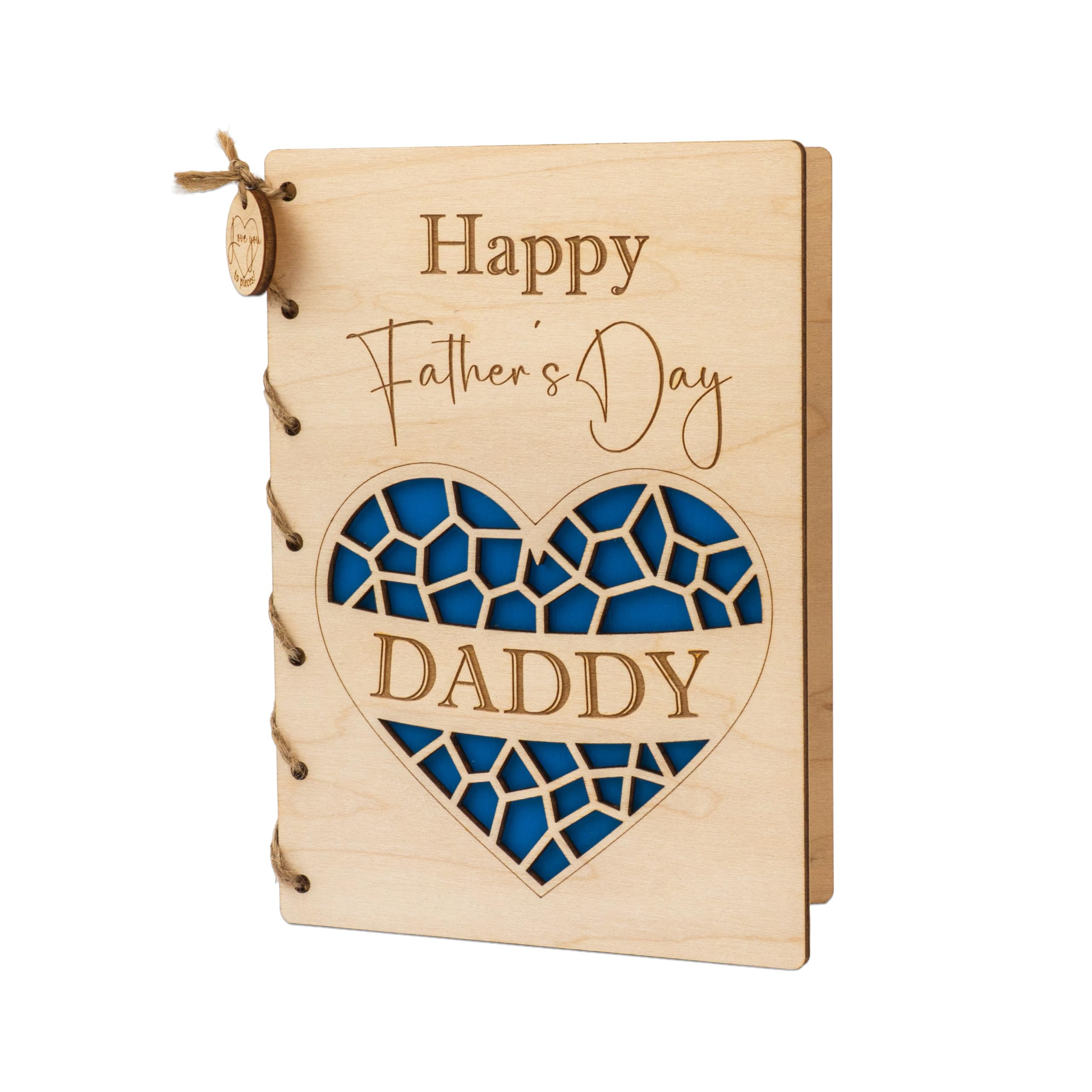 Personalised Father's Day Card - Custom Wooden Keepsake - Luxury Happy Fathers Day Card From Daughter or Son - Gift for Daddy, Grandad, Step Dad, Husband - 17 x 12cm, Includes Envelope