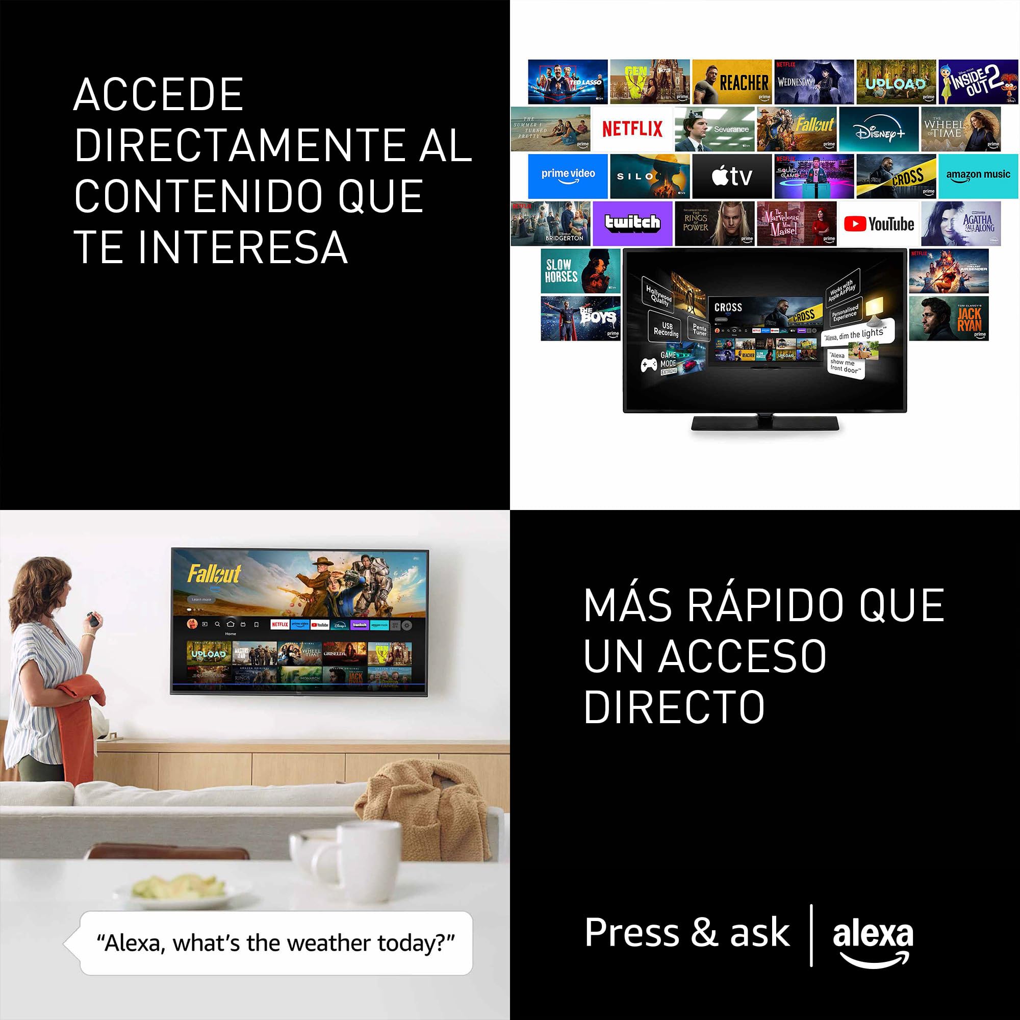 Panasonic Premium TV-48Z80BEZ, Serie Z80B, 48 Pulgadas, Smart TV OLED 4K Ultra HD, 2025, Fire TV, Dolby Vision y Atmos, Modo Juego Extremo, Compatible con Alexa y Apple, Bluetooth, Negro
