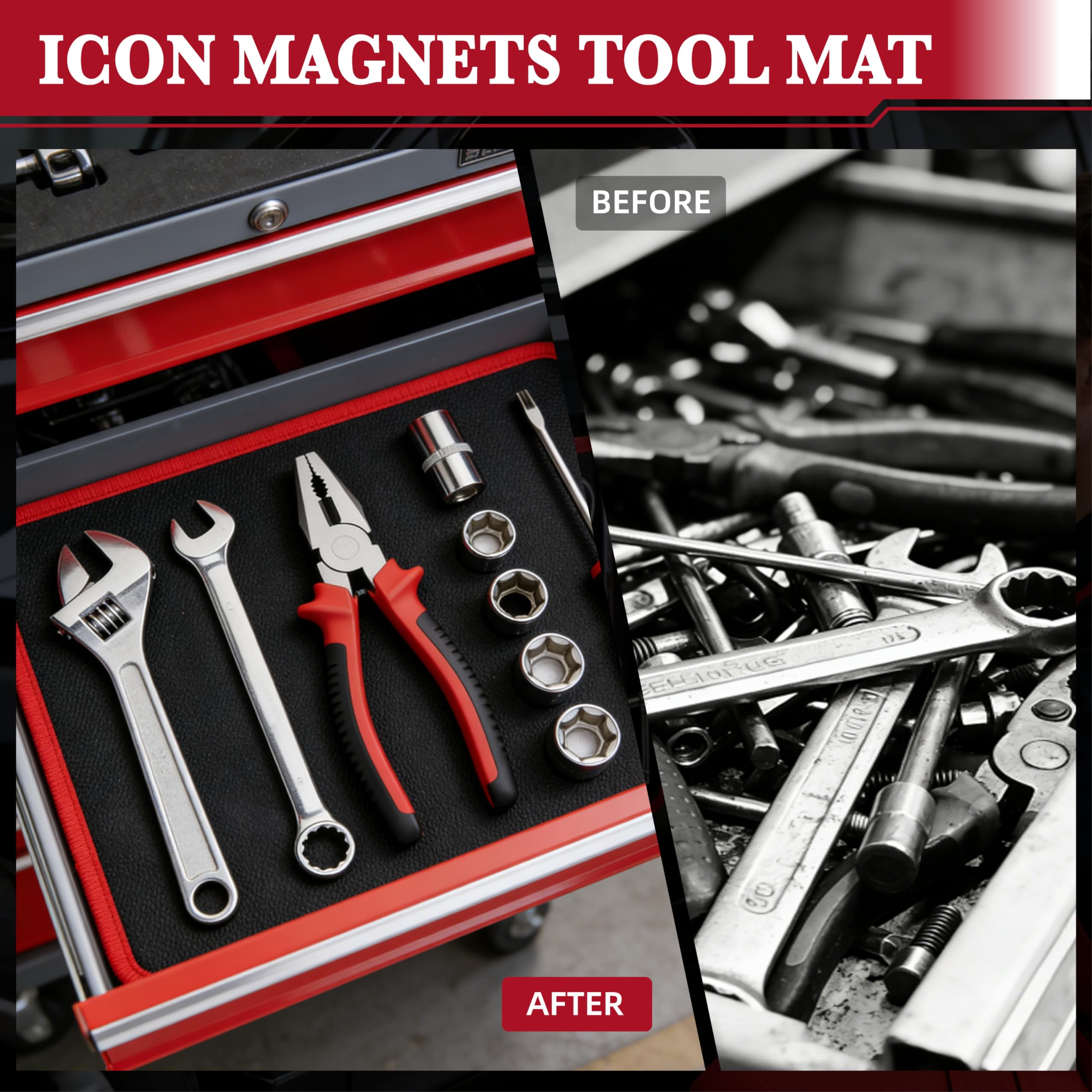 Magnetische Werkzeugmatte, 3 PC Magnetische Matte für Werkzeuge, Flexible Magnetische Matte & Tray Halter mit PVC, Heavy Duty Magnetische Teile Halter, Magnetischer Werkzeughalter für Garage