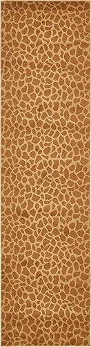 Unique Loom Wildlife Collection - Alfombra inspirada en animales con diseño de jirafa, 2 pies 7 pulgadas x 10 pies, amarillomarrón claro