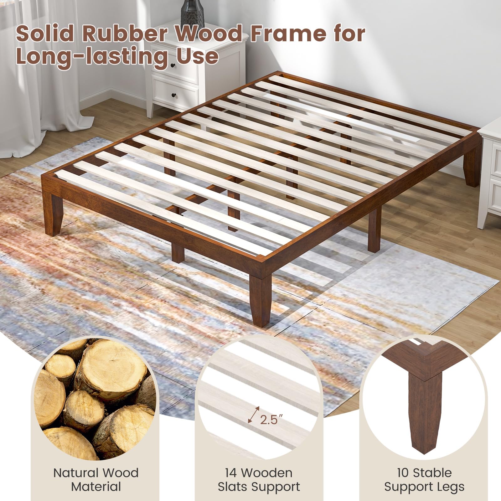 Amazon.com: Giantex 14 Inch Queen Wood Platform Bed Frame