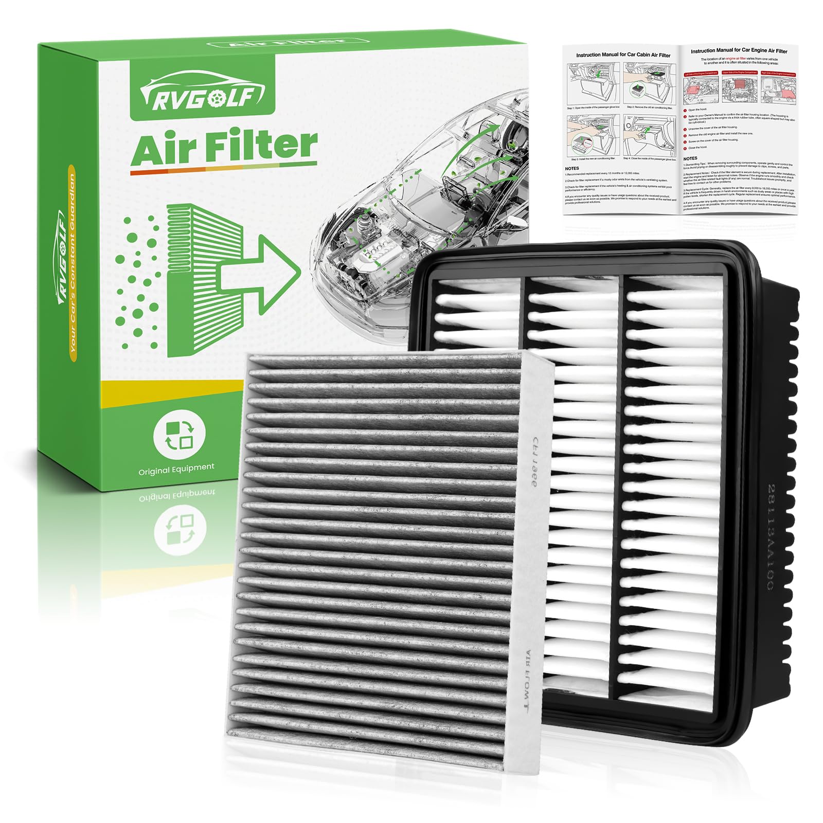 All Not For Hybrid, Engine+Cabin Air Filter Fit for 21-26 Elantra 1.6L 2.0L