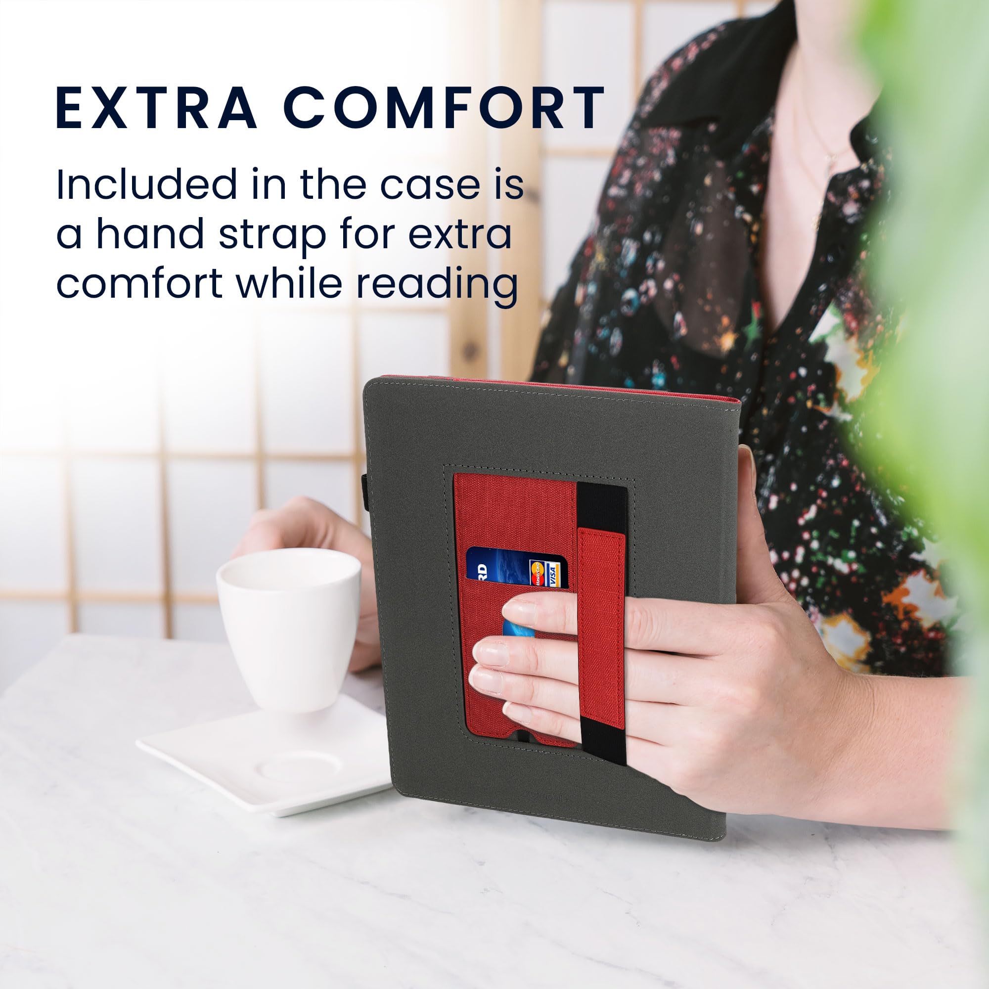 kwmobile Custodia eReader Compatibile con Amazon Kindle Scribe (2024) Cover - Cover eBook Pelle PU con Chiusura Magnetica Stand Cinturino Mano e Porta Carte