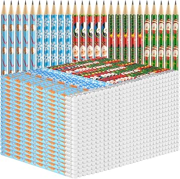 Zuazaor 500 Pieces Christmas Pencils With Erasers in Bulk - Cute Wooden Pencils for Office School Supplies and Kids Christmas
