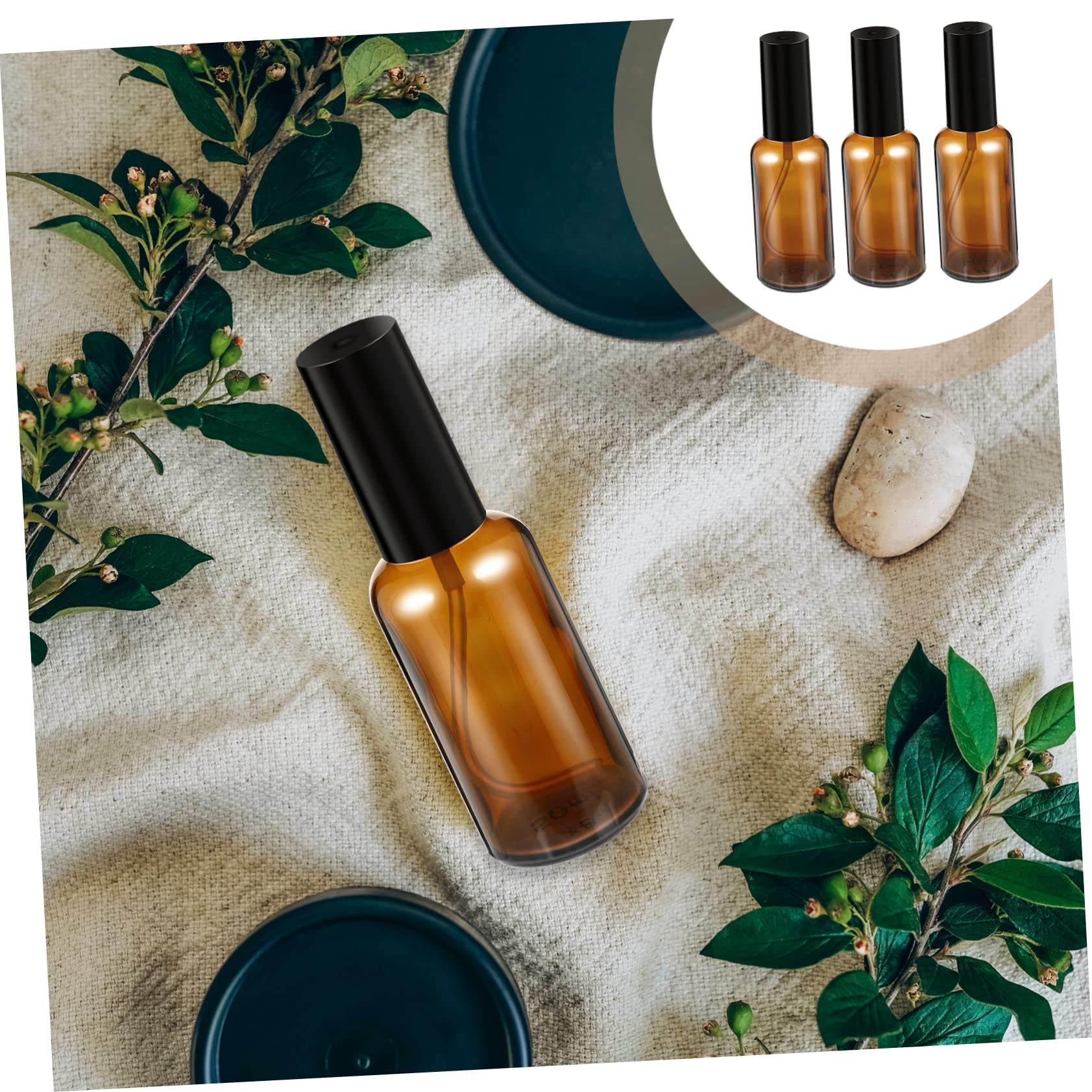 Set 10 Bottiglie Spray Vuote in Vetro Marrone 50ml Bottiglia Cosmetica Riutilizzabile Design Compatto Leggero per Viaggi All'aperto