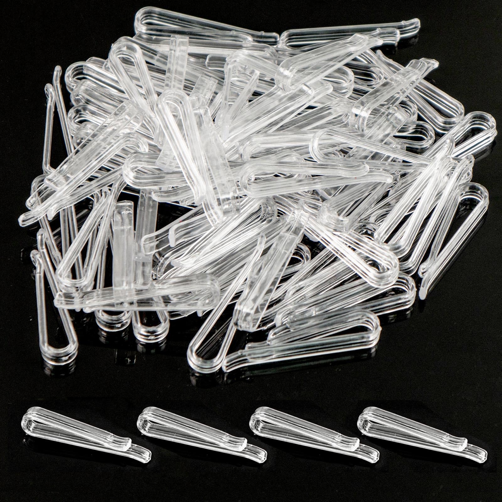 U-förmige Krokodilklemmen aus Kunststoff, transparent, Stoffklammern mit Zähnen, Kleiderklammern, Klammern, Hemden, Faltklammern für Socken, Kleider, Krawatten, 100 Stück