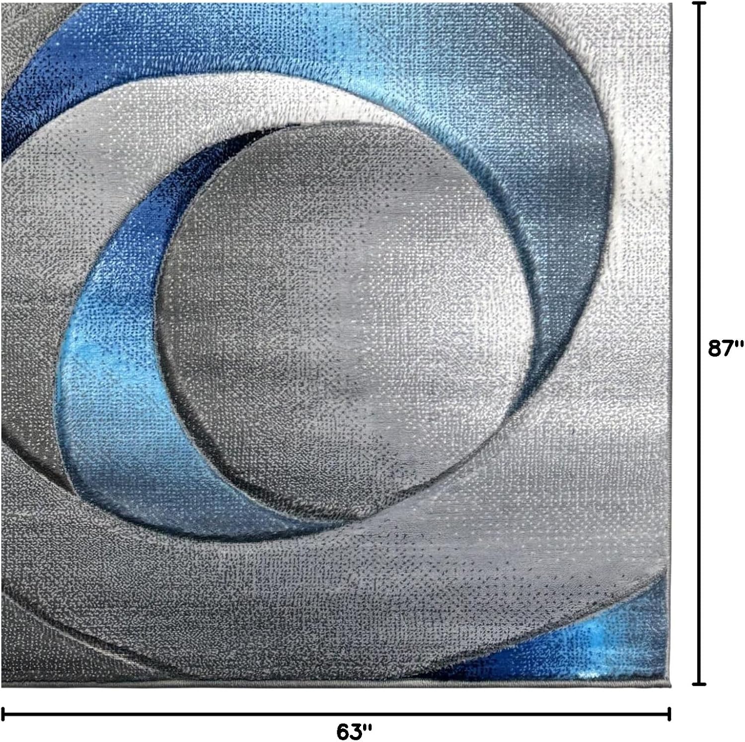 Rug Modern Geometric Area Rug Blue Grey 5x7 | Comfortable Softness and Anti-Allergic Fabric | Easy to Clean | Best for Living Room Bedroom Hallway and Indoor