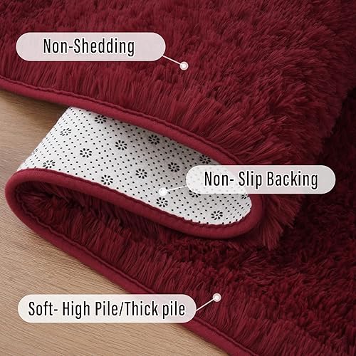 Miniatura 4 de Amearea Alfombra de pasillo peluda para dormitorio, niñas, sala de estar, 2 x 6 pies, extra suave y peluda, antideslizante, alfombra larga para