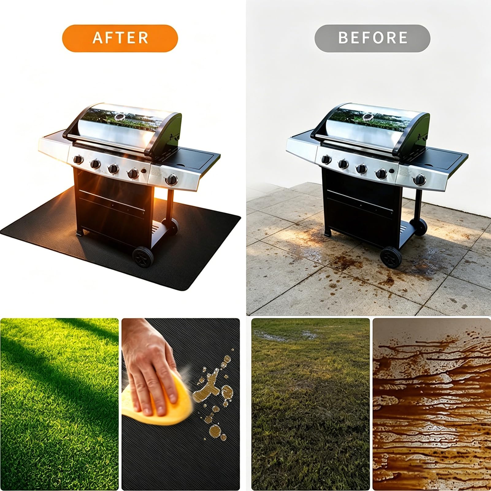 Tappetino per Griglia da Esterno, Tappeto Ignifugo per Barbecue,Tappeto Barbecue Pavimento,Evita di Bruciare e Macchiare il Pavimento,Tappeto Ignifugo per Camino (152cm×106cm)