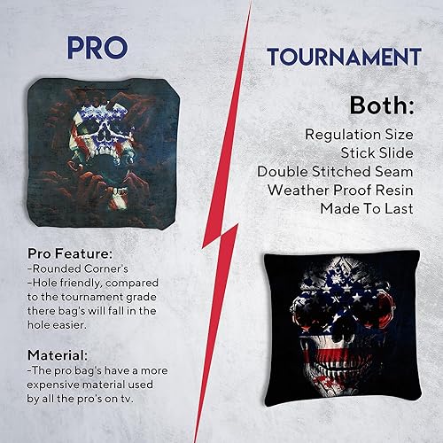 Miniatura 2 de BackYardGamesUSA Juego de 8 bolsas de Cornhole profesionales reguladoras, Tournament Slick n Stick Cornhole, bolsas para juegos de Cornhole