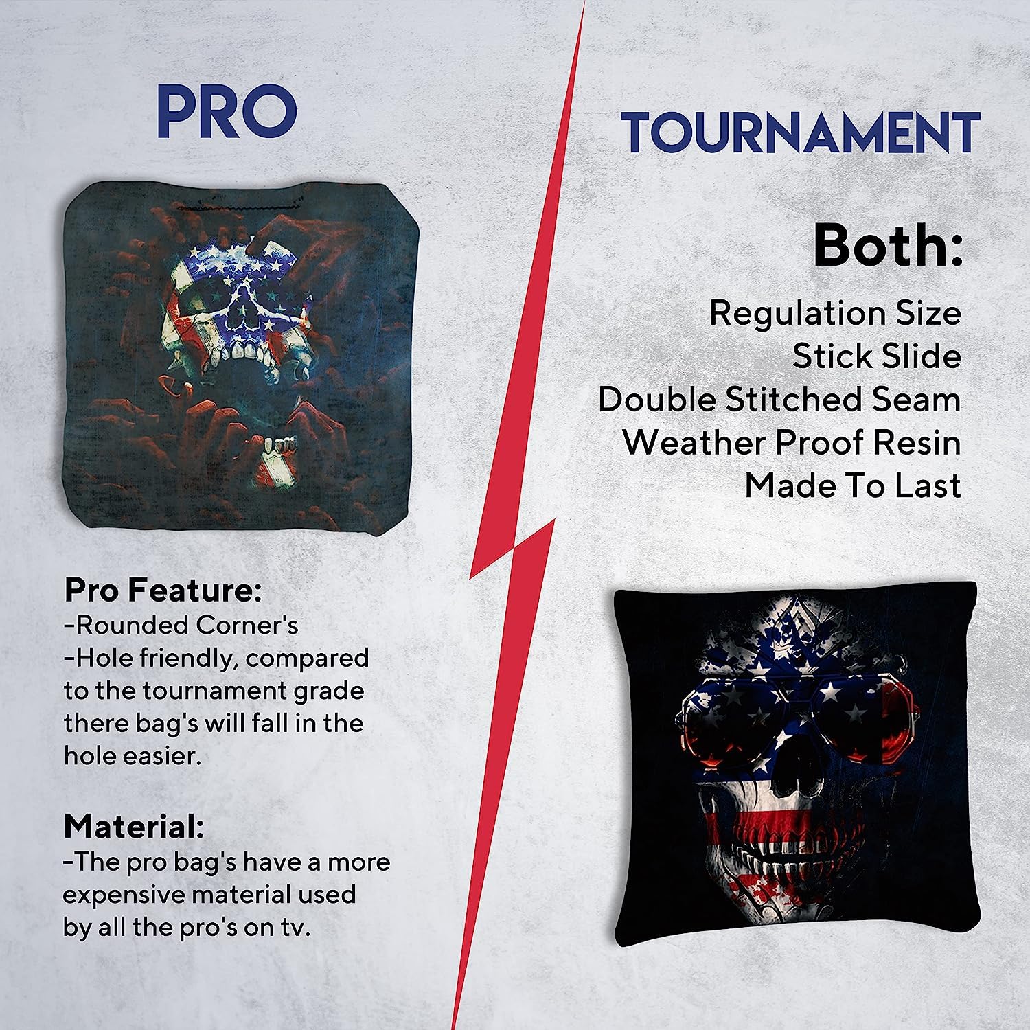 CornholeGamesUSA Cornhole Bags Sets of 8 Regulation Professional, Tournament Slick n Stick Corn Hole Beans Bags for Cornhole Games