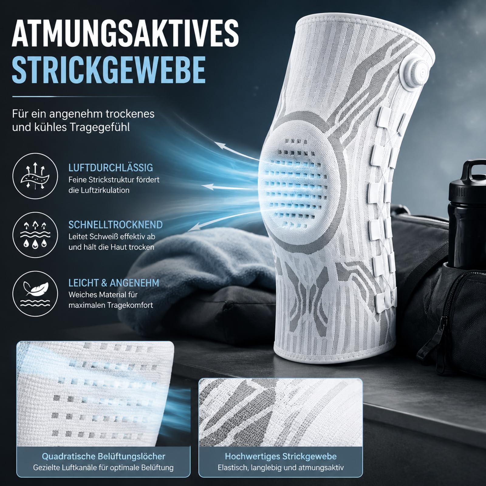 Vilaoknie Bandage - Sport Bandage mit Patellaring & Stabilisierungsbändern zur Kompression - Knieorthese Knieschoner, Knieunterstützung beim Fitness & Alltag (Ein schwarzes Paar, XL)