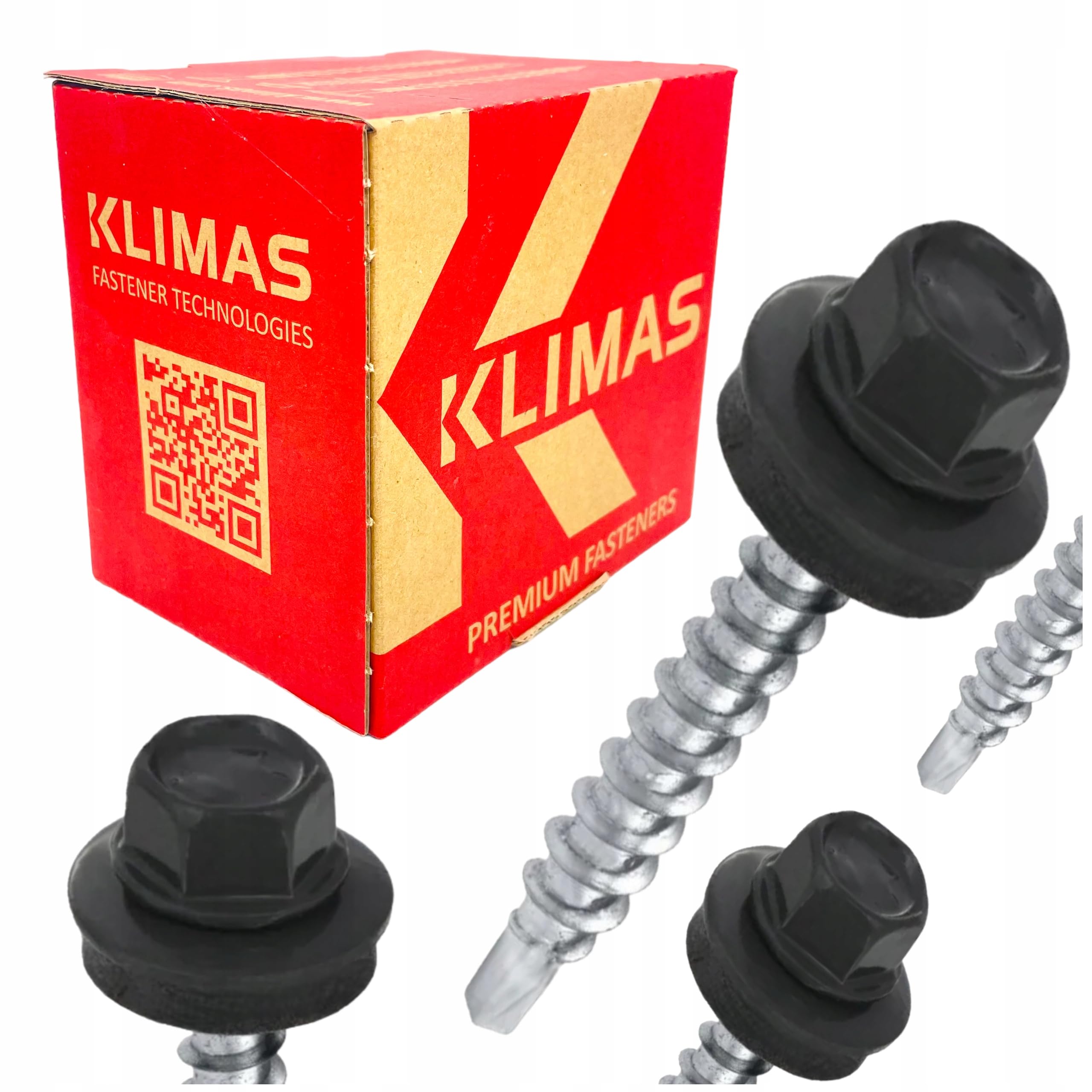 KLIMAS Wkręty do blachy trapezowej, samowiercące się wkręty – wkręty samogwintujące z podkładkami EPDM – sześciokątne śruby do metalu (100, 7016, 4,8 x 35)