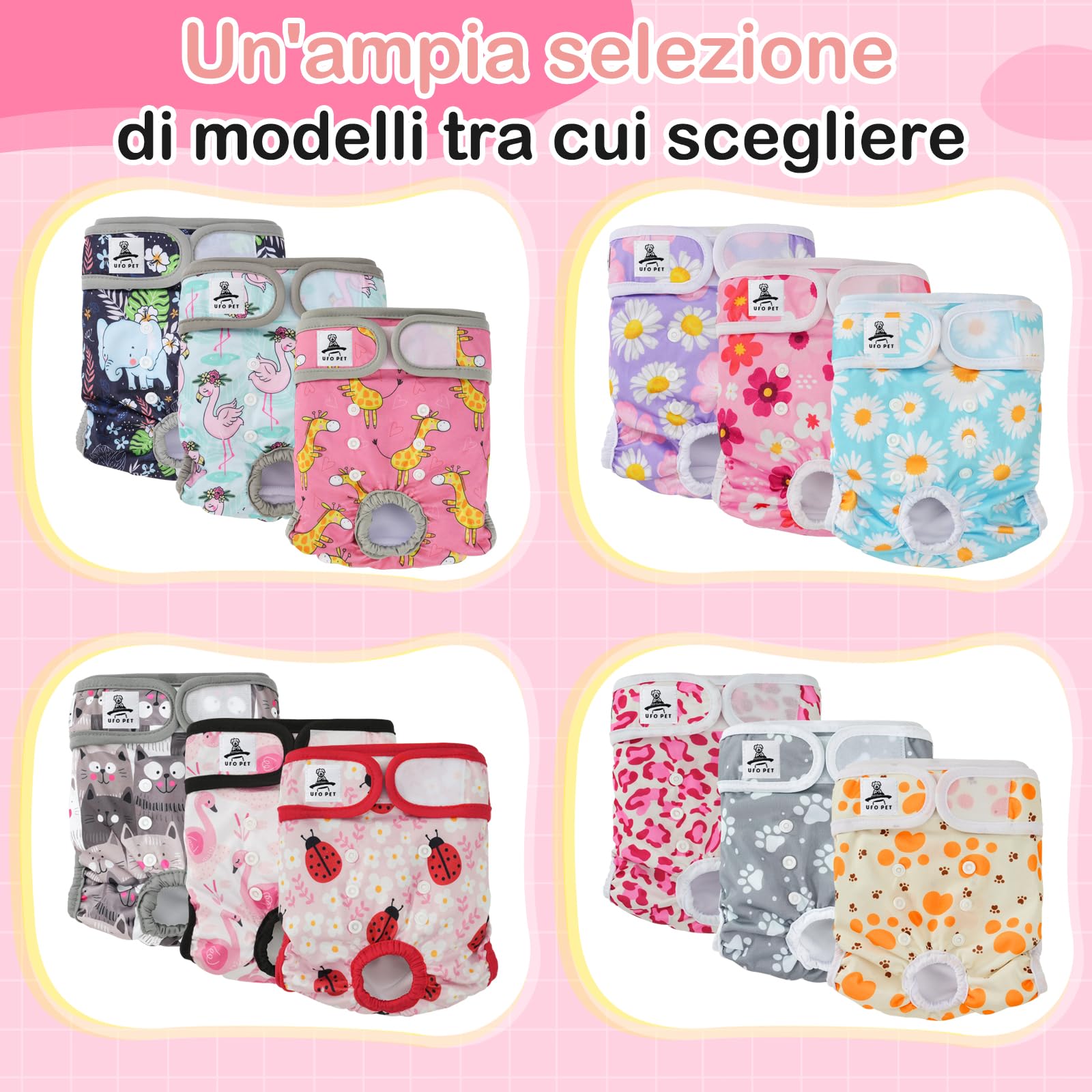 Mutandine Cane Femmina Calore Lavabili S (3 Pezzi), Assorbenti per Cani e Gatti, Pannolini da Ciclo per Femmine Cani