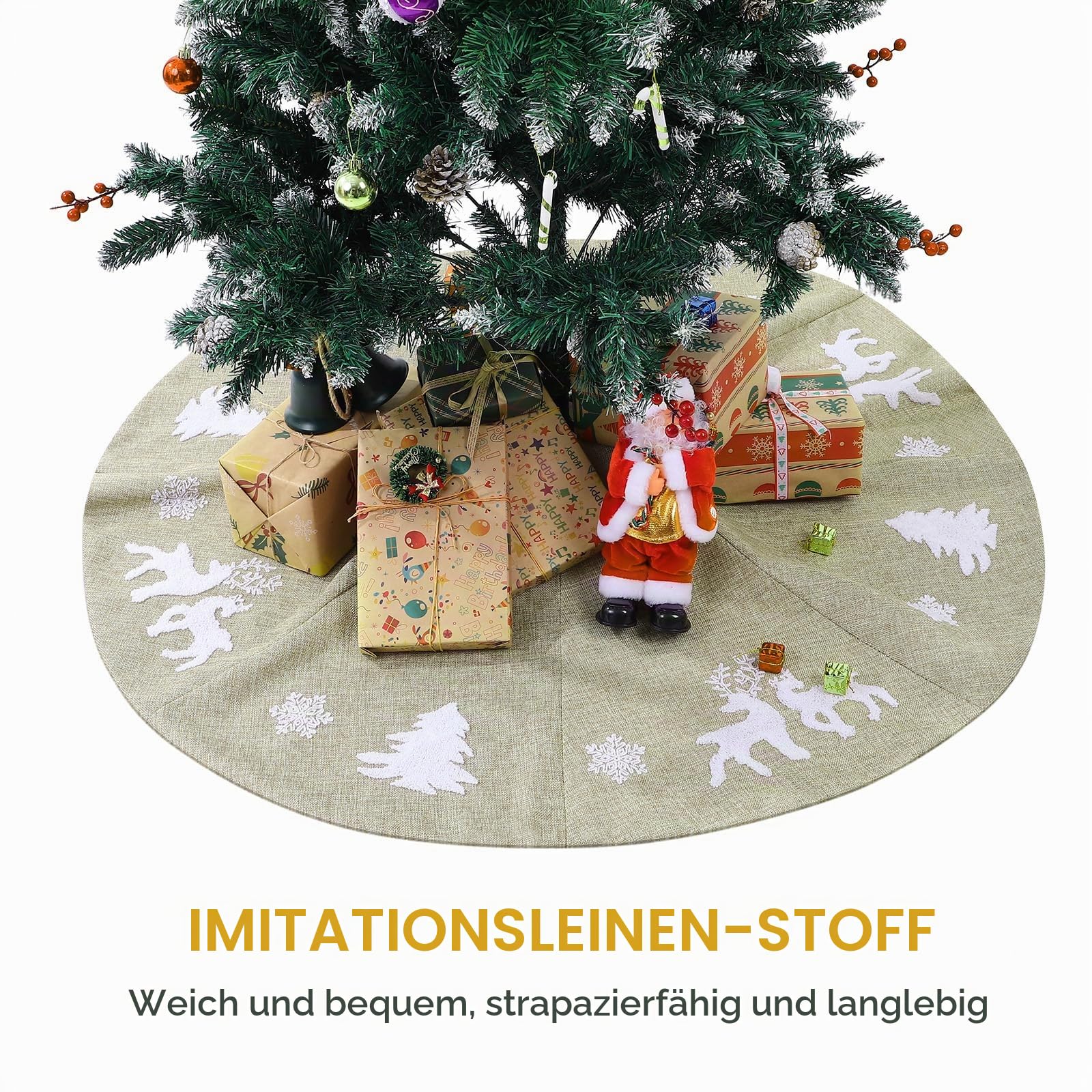 BESPORTBLE Christbaumständer Teppich - Weihnachtsbaum Decke, Baumdecke Baumrock Jute Leinen Weihnachtsbaum Rock Unterlage Tannenbaumdecke Weihnachtsbaum Teppich Christbaum Weihnachtsdeko