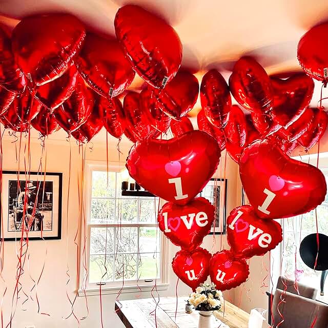 XtraLarge, 12+2 Red Heart Balloons - 36 Inch, Heart Balloon | Romantic Decorations Special Night | I Love You Balloons | A...