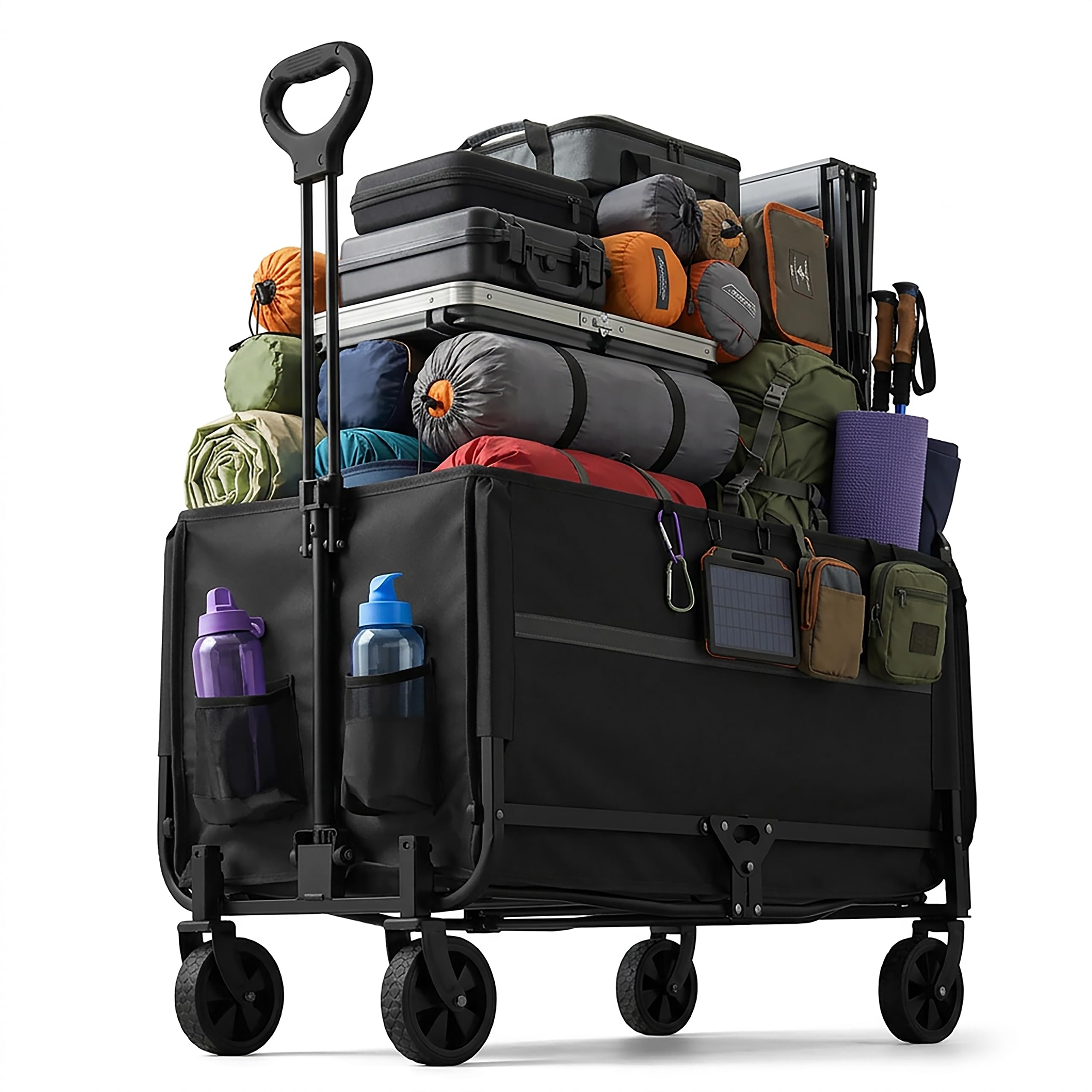 Relaxdays, Carro Plegable, 150 kg, Mango telescópico, portón Trasero, Lona Impermeable, Compras, Camping, Negro
