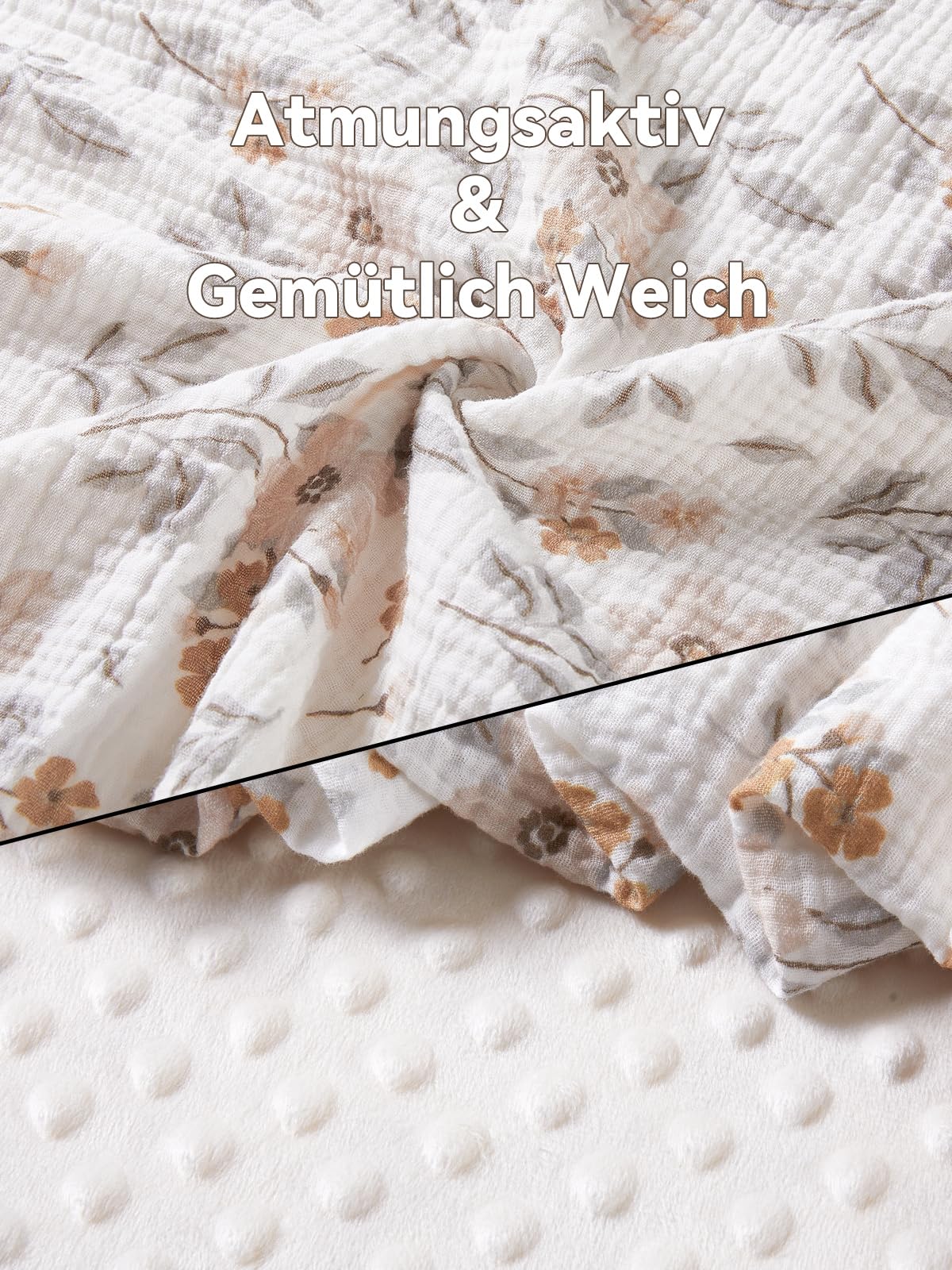 TILLYOU Babydecke Baumwolle 75x100 cm Doppelseitig Kinderdecke Musselin Decke Baby Krabbeldecke für Neugeborene, Gelber Jasmin
