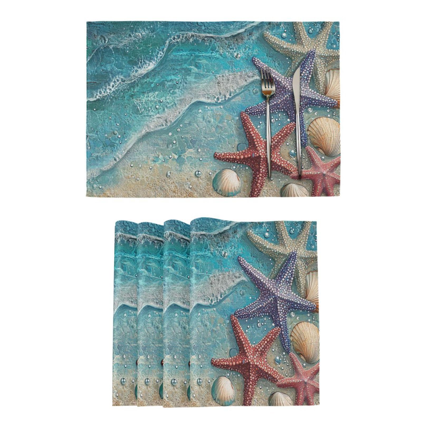 Set de table imperméable et lavable lot de 6 pièces bleu 30,5x45,7 cm
