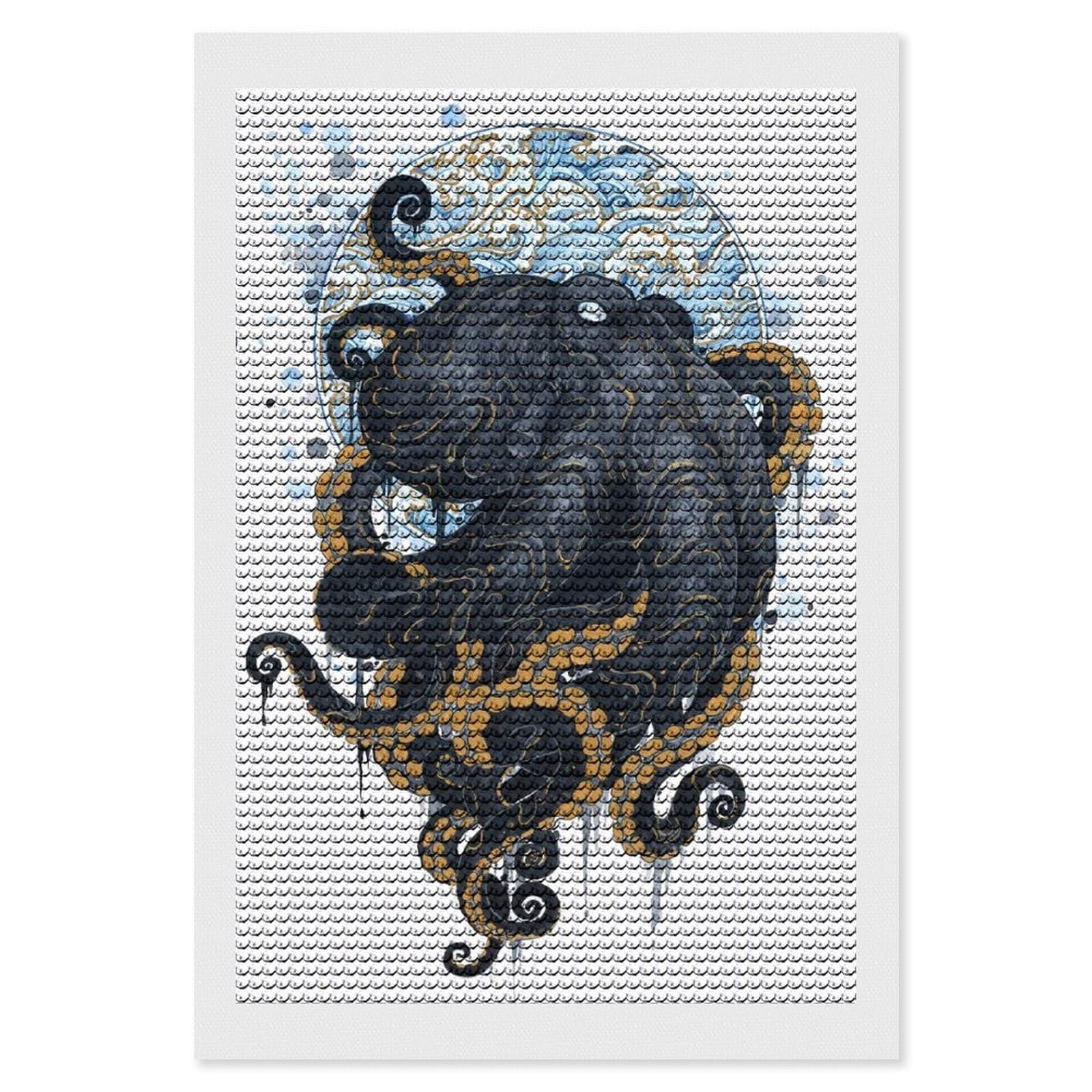 Junmoney Water Octopus Diamond Painting Canvas Set 8"x12", for Women, Pleasing Wall Art Project, Aesthetic Room Decor, Gift Idea
