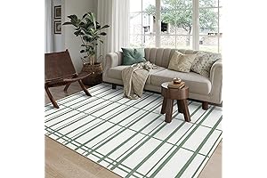 LIVEBOX Washable Green Plaid Rug: Beautify Your Space with Softness and Style