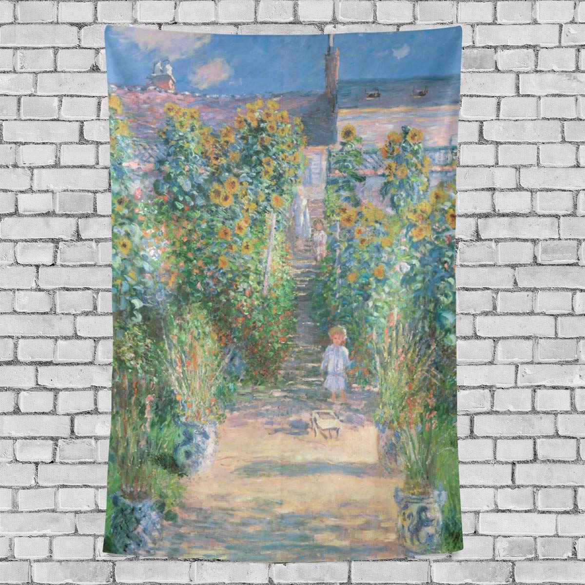 AHOMY Tapestry Wall Hanging, Monet's Sunflower Park Bedspread Picnic Bedsheet Blanket Wall Art Tapestry 90 X 60 inch