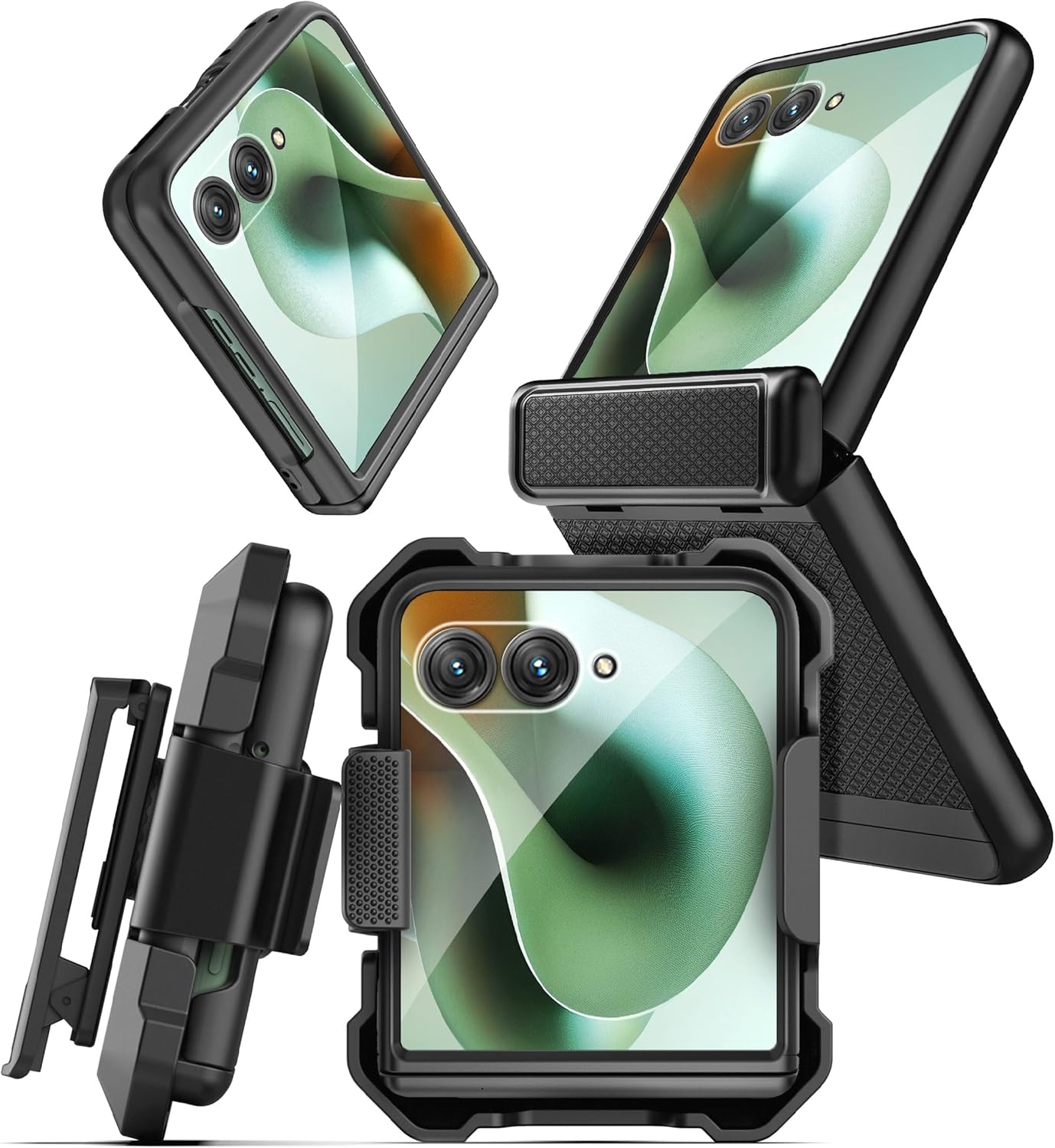 Encased Belt Case for Motorola Razr 2025 with Holster Clip - Protective Case with Built-in Screen Protector (Black)