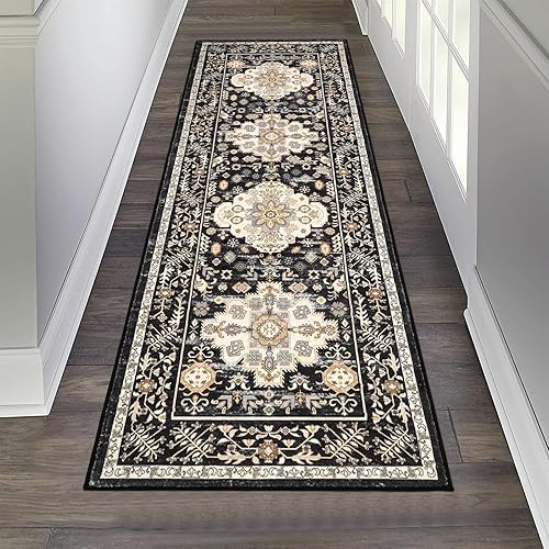 Miniatura 100 de Pauwer Tapete bohemio vintage para pasillo de 2 x 8, lavable, antideslizante, estilo rústico, para lavandería, cocina, baño, dormitorio