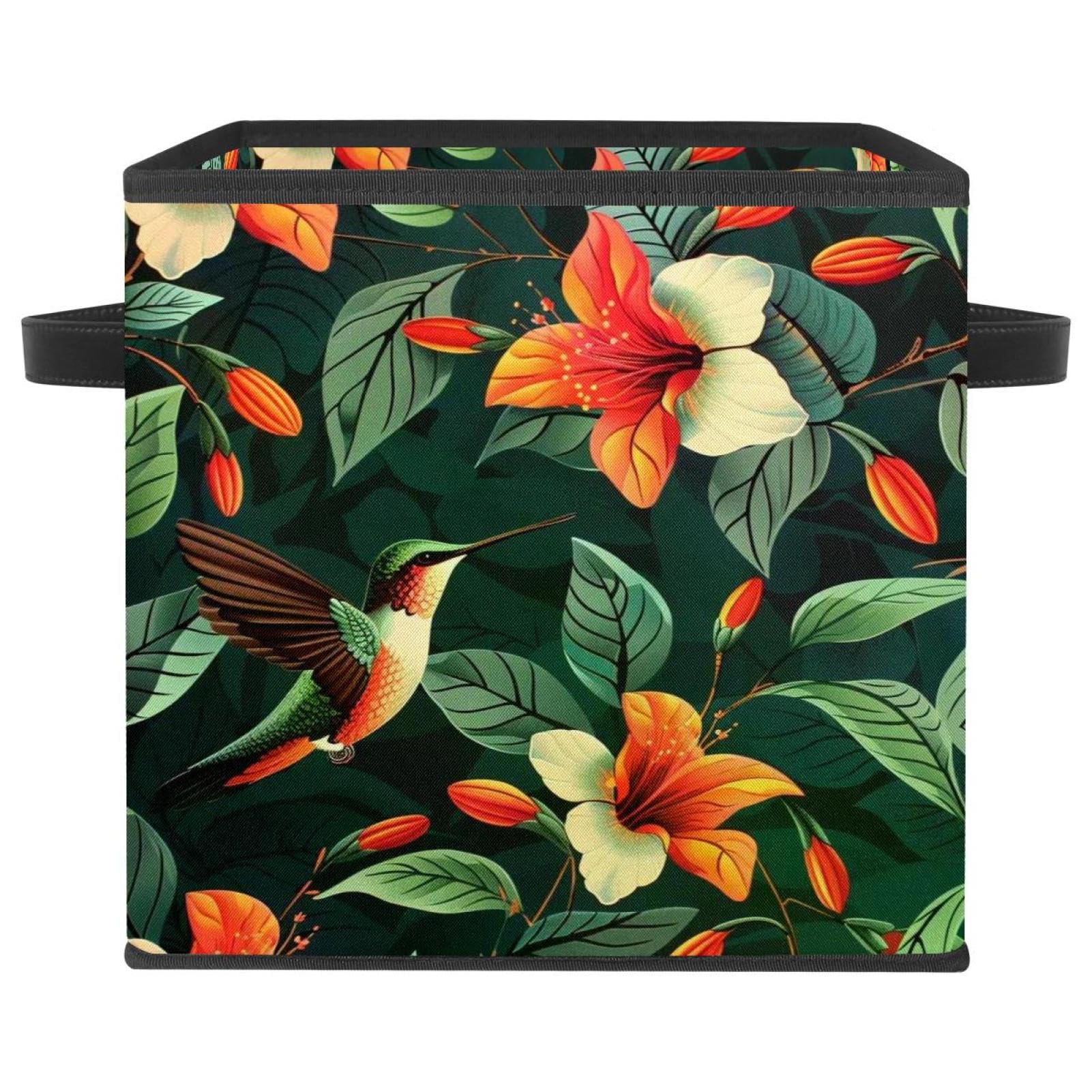 Boîte de rangement colibri panier pliable en tissu avec poignées pour vêtements et armoire