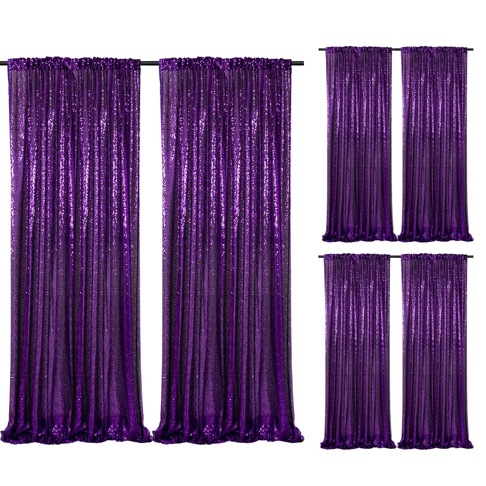 2 Pieces Gold Sequin Backdrop Curtain Panels Stage 2FTx8FT Party Wedding Background Drapes — view 23