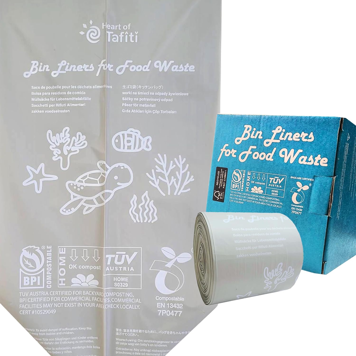 Compostable Trash Bags 4 Gallon, Small Compost Bags for Countertop Bin and Kitchen Food Scrap Waste, US BPI ASTM D6400 Certified, Extra Strong and Leakproof, Unscented, 200 Count