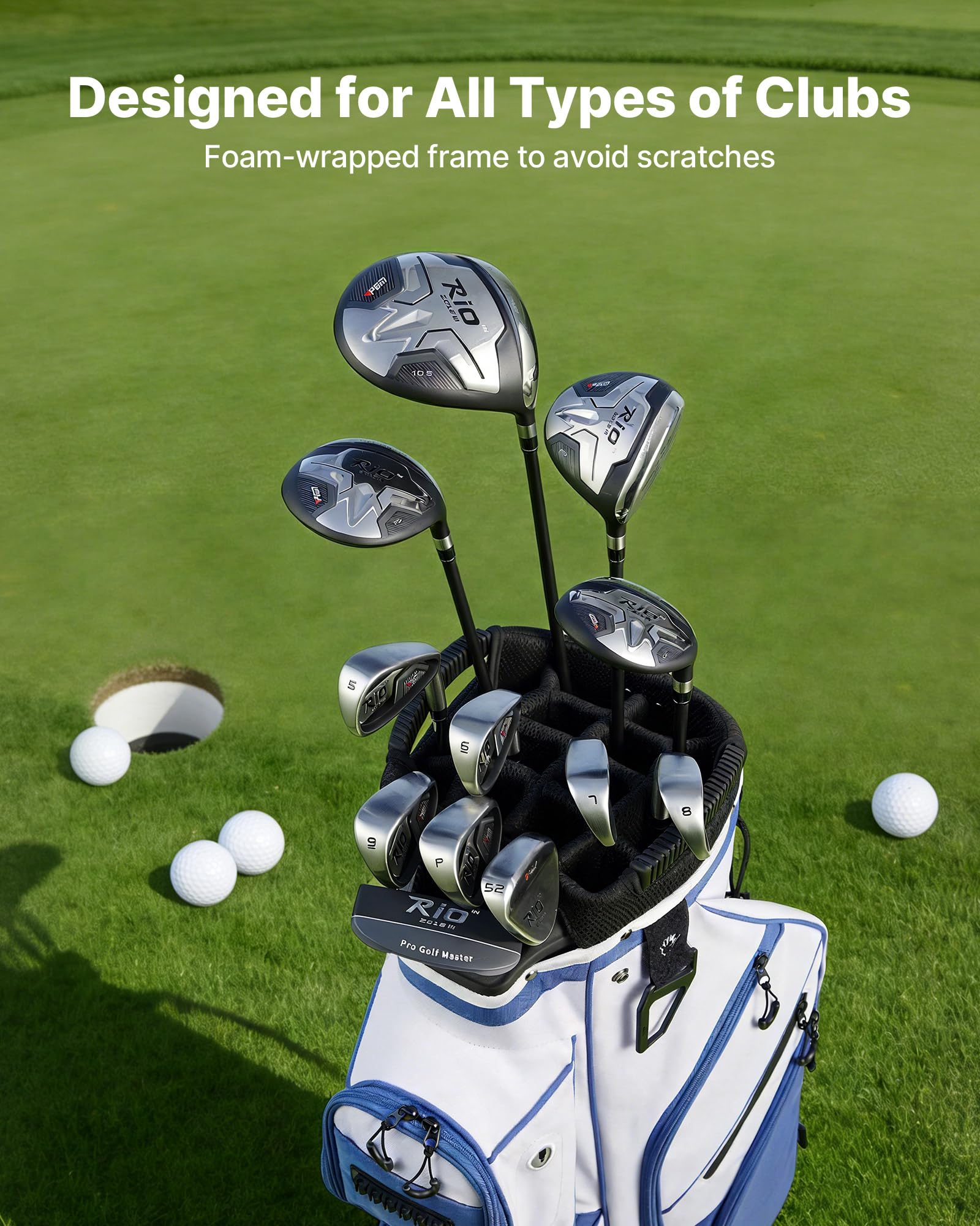 VEVOR Golfbag mit 15-facher Einteilung, Golftasche mit Ergonomischem Schultergurt Durchgehenden Trennfächern Regenhaube Stautaschen, Caddybag aus Leichtem Polyester für Herren Damen Golf Cartbag