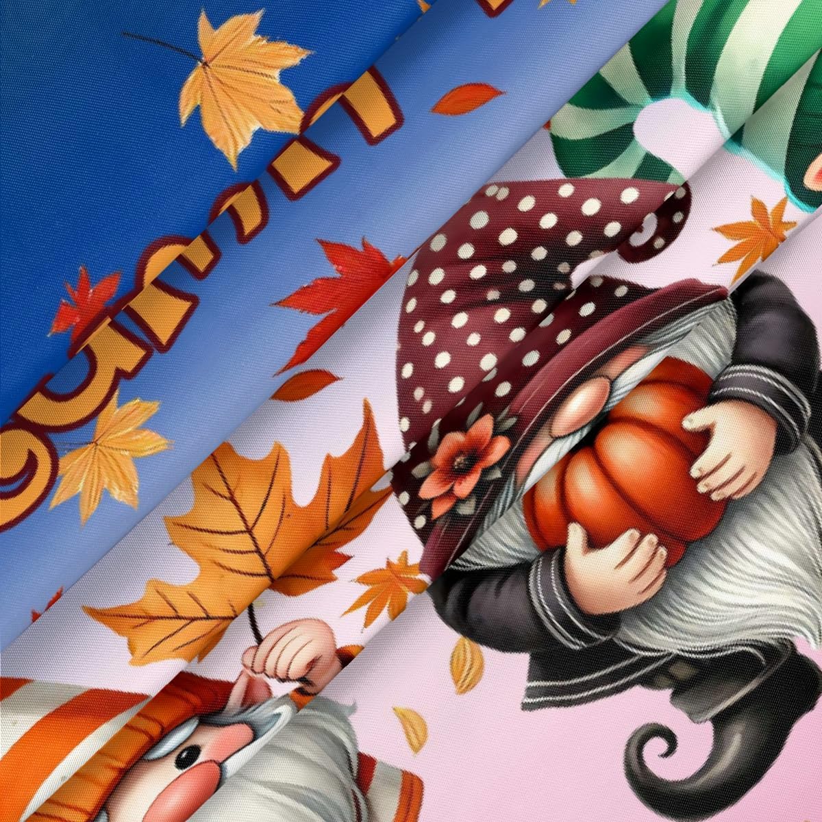 Round Tablecloth with Elastic Edge Gnome Fall Cute Fitted Circle Table Cover wipeable Round Table Cloth for Indoor Outdoor Patio Dining Kitchen Decor for 45-50inch Tables