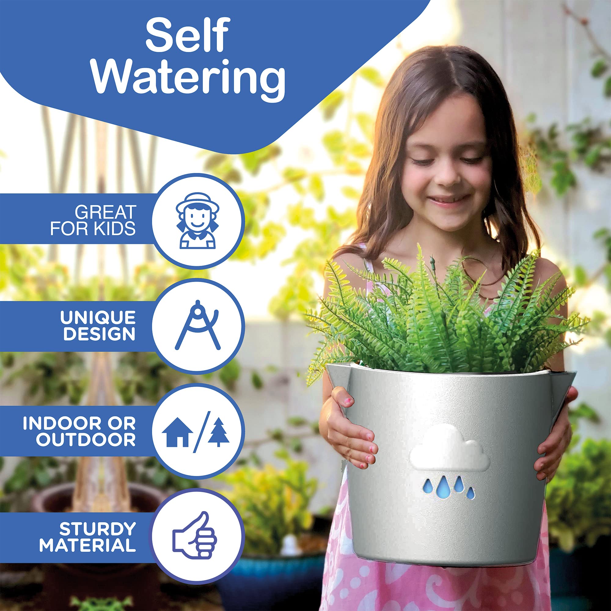 King's Gardening Clever Pot, Self Watering Pot for Indoor Outdoor Use Animated Cloud Water Level Indicator - Image 2
