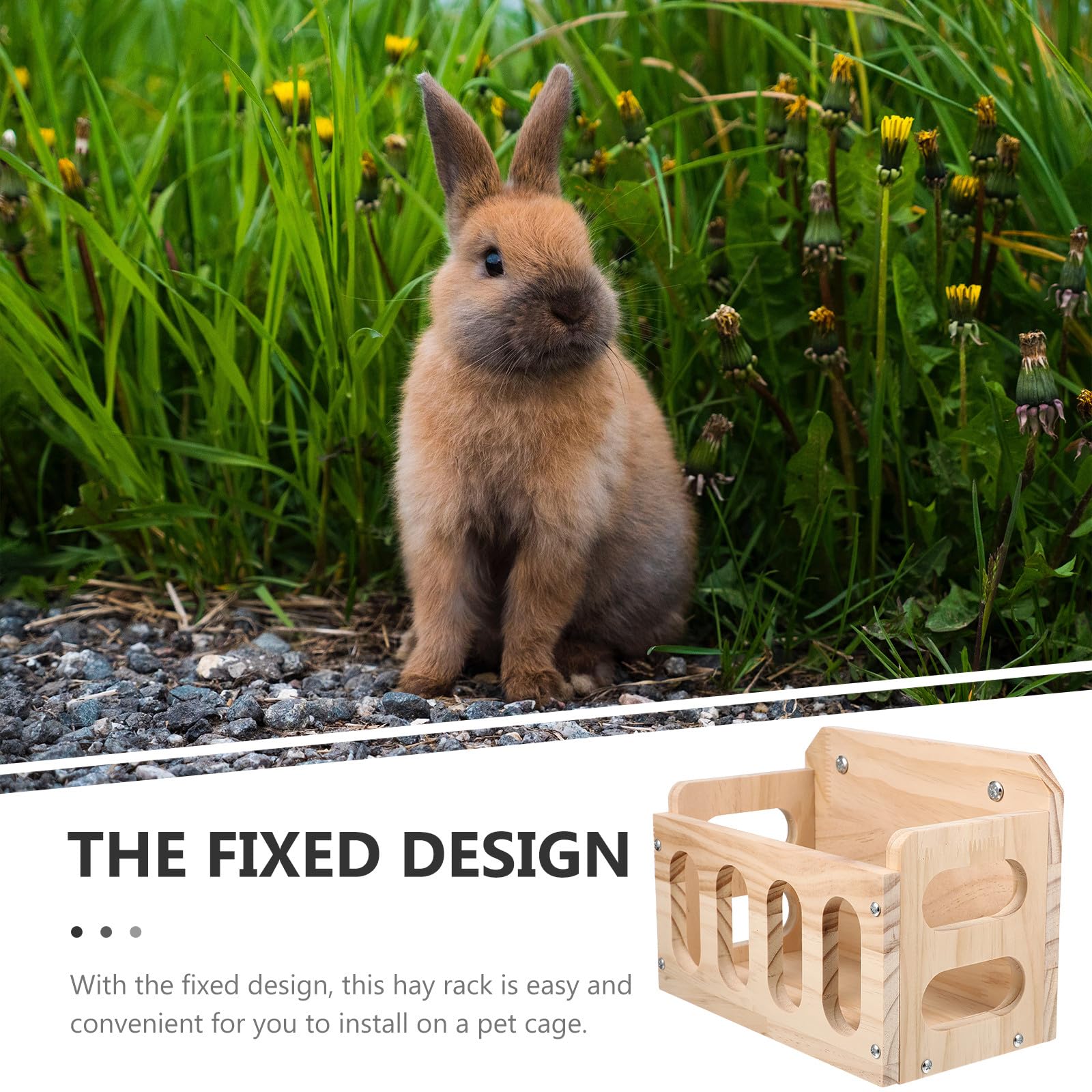Didiseaon Mangiatoia in Legno per Conigli Fissaggio Alimentatore Sospeso Robusto e Durevole Organizer per Gabbia Animali Domestici Piccolo e Facile da Installare