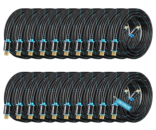 Maximm - Cable HDMI 2.0 4K de alta velocidad (incluye clips de cable, empates y adaptador de ángulo recto) en múltiples tamaños y paquetes Azul