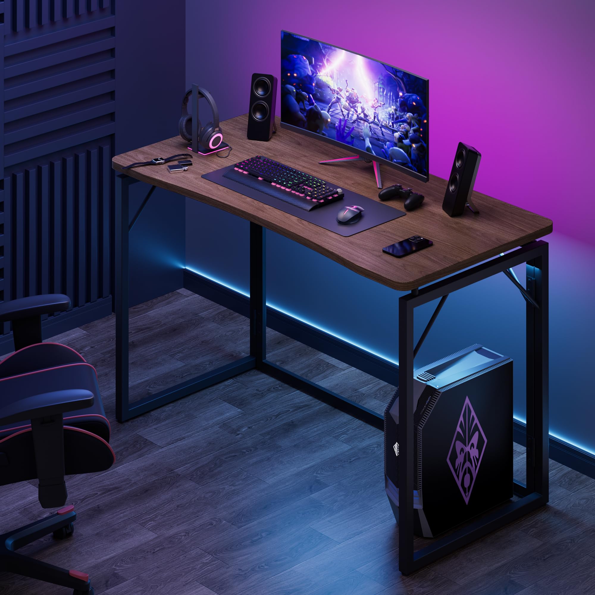 JOYMOOP 80 cm Klappschreibtisch – Braun, Keine Montage, Kleiner Faltbarer Schreibtisch für Zuhause, Büro, Holzplatte, klappbarer Computertisch zum Arbeiten, Schreiben, Lernen