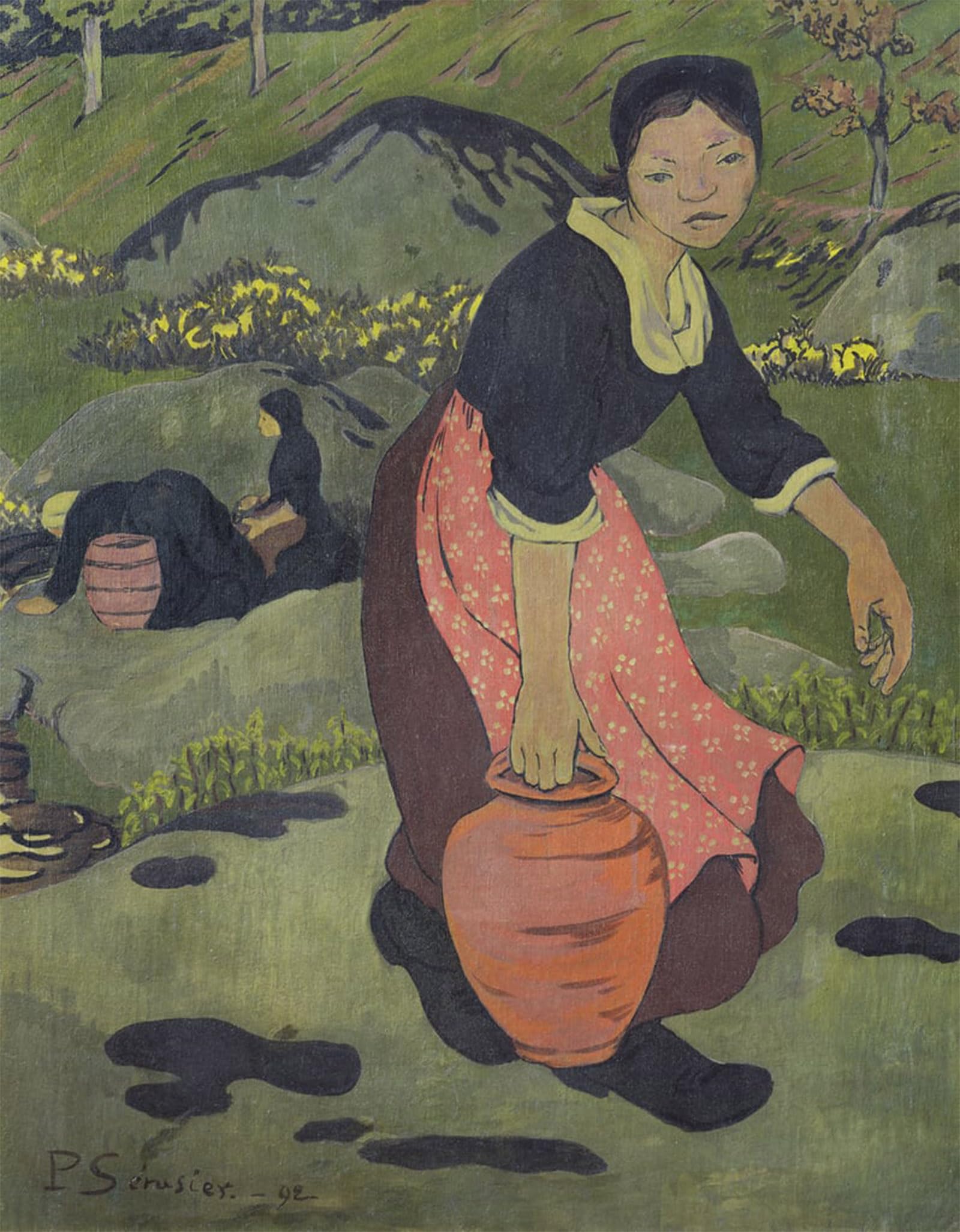 SERENDIPITP Abstract Painting Mural Print Picture Wall Decor Painting Young Breton Girl with a Jug by Paul Sérusier Vintage Wall Artwork for Home Decor 60x90cm