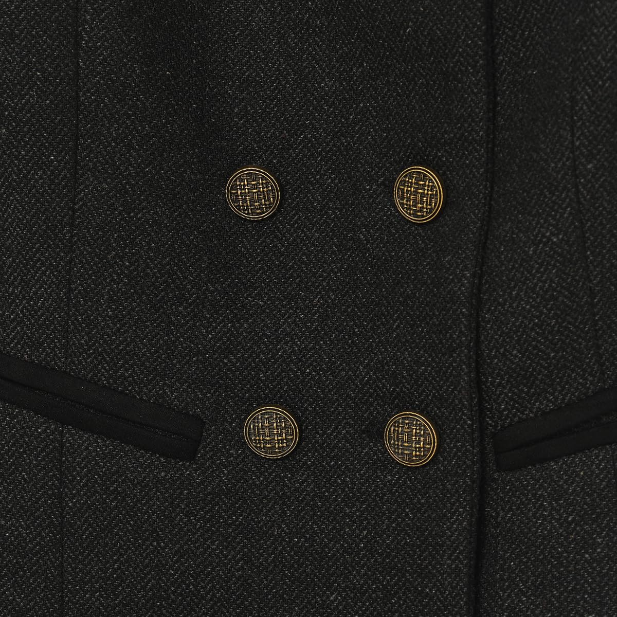 CAMDOM Gilet da donna vintage anni '50, in tweed, slim fit, con scollo a V, doppiopetto, con tasche, senza maniche, giacche