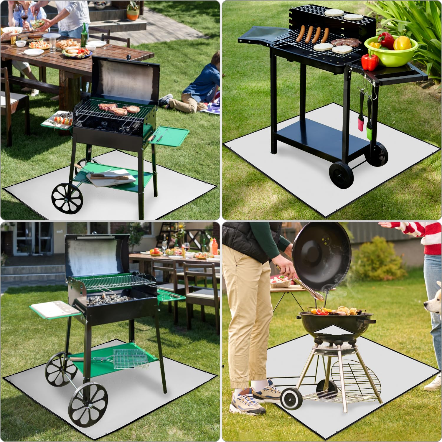 QWORK® Tapis Ignifuge, Tapis Anti Feu 100 x 100 cm, Tapis Barbecue Ignifuge Résistant à la Chaleur, pour sous Les Foyers, Cheminée, Barbecue au Charbon de Bois