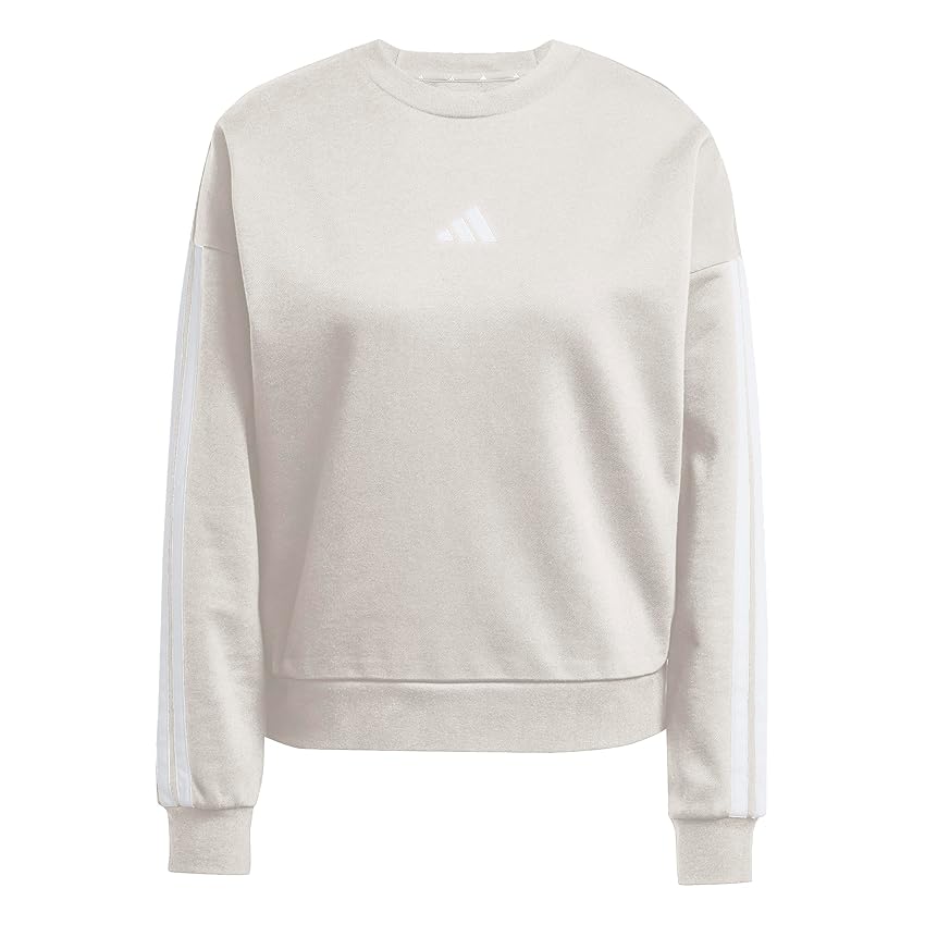 adidas Donna Essentials 3-Stripes Fleece Sweatshirt, Wonder Alumina/White, S