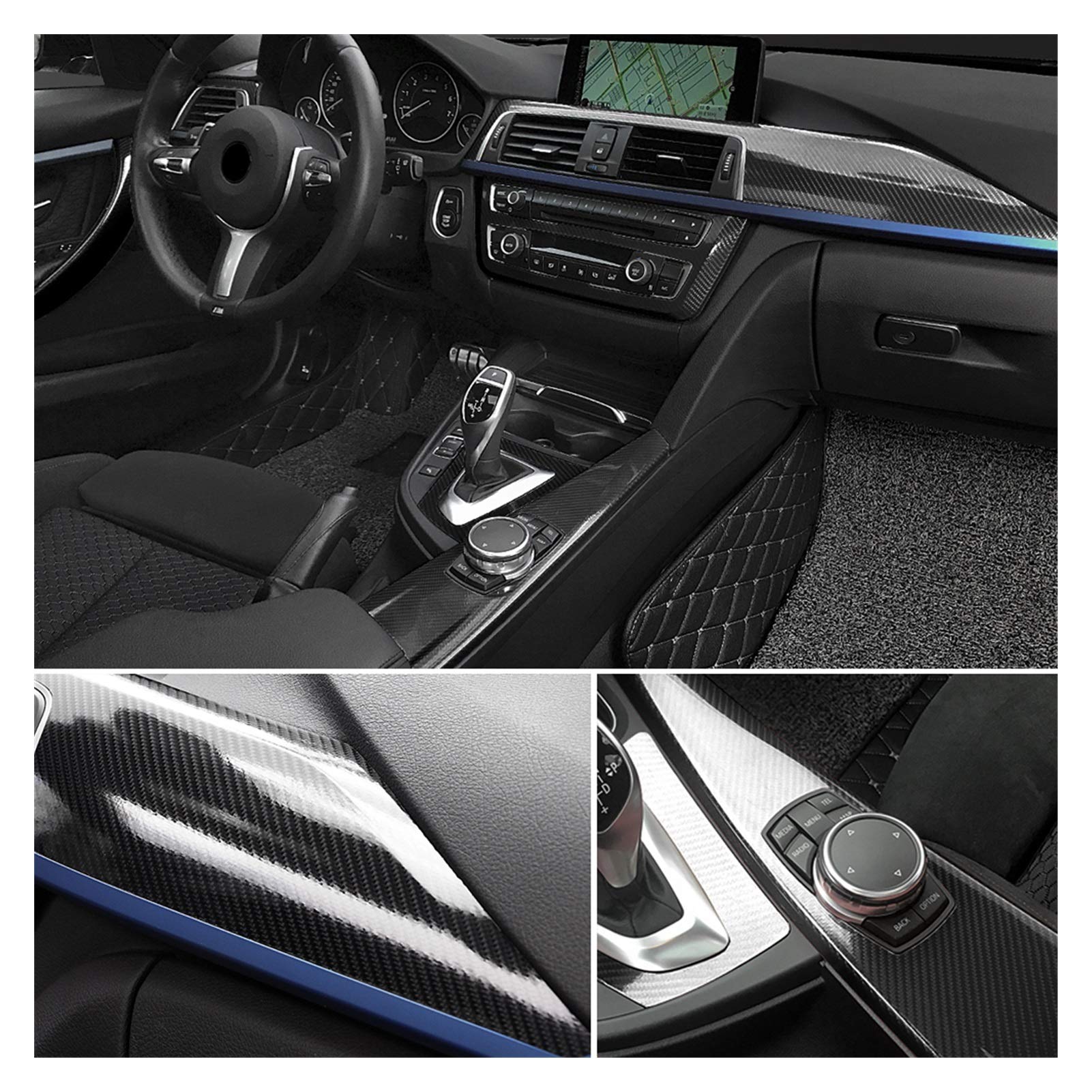 Auto Schutz Carbon Folie, 5D Carbon-Faser-Wrapping-Vinylfilm-Motorrad-Tablet Aufkleber auf dem Auto Auto-Zubehör Auto-Styling(Silver,50x600cm)