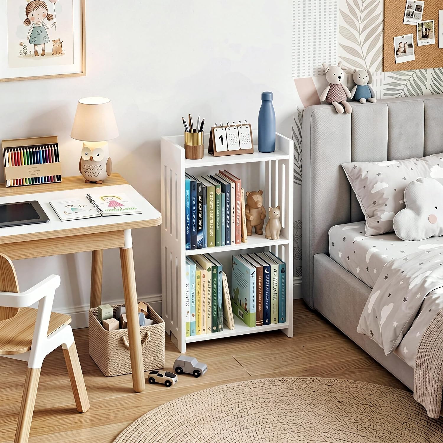 HAYOFAMY 3 Tier Bookshelf for Small Spaces 25.6”H Bookcase | White Book Organizer, Storage Display Rack for Kids Room, Living Room, Office, Bedroom and Bathroom
