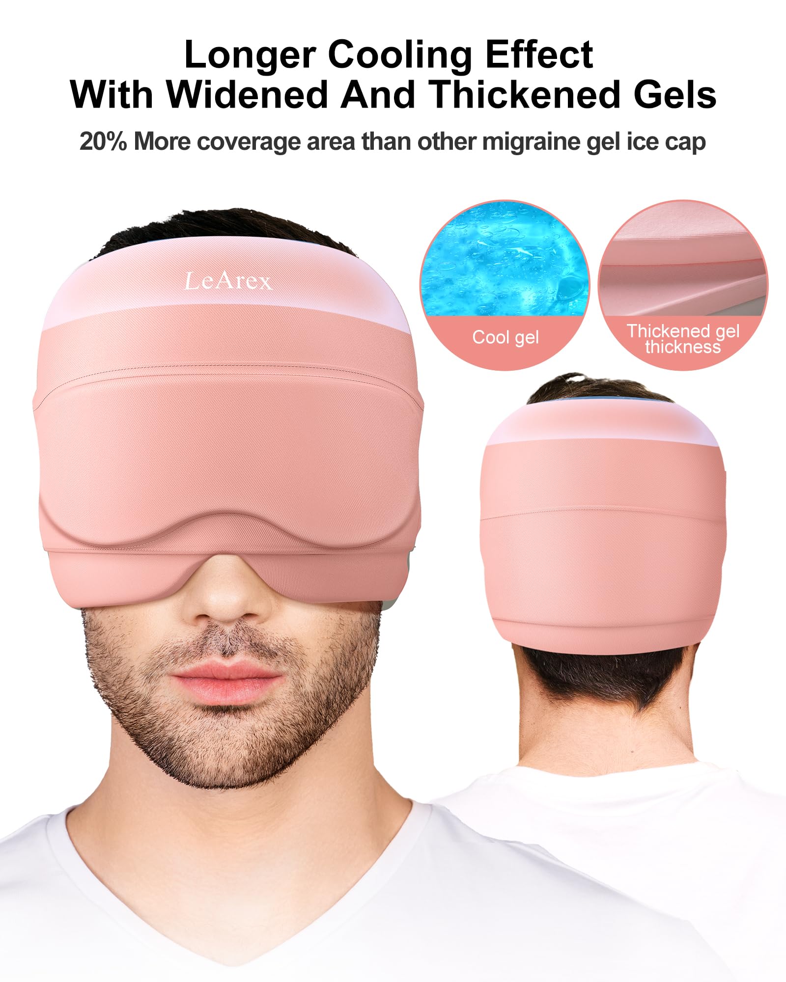 Gorro de alivio de migraña, máscara de ojos de gel desmontable 2 en 1 para terapia de frío y calor, máscara de dolor de cabeza con agujeros para los ojos, paquete de hielo para regalos de cumpleaños