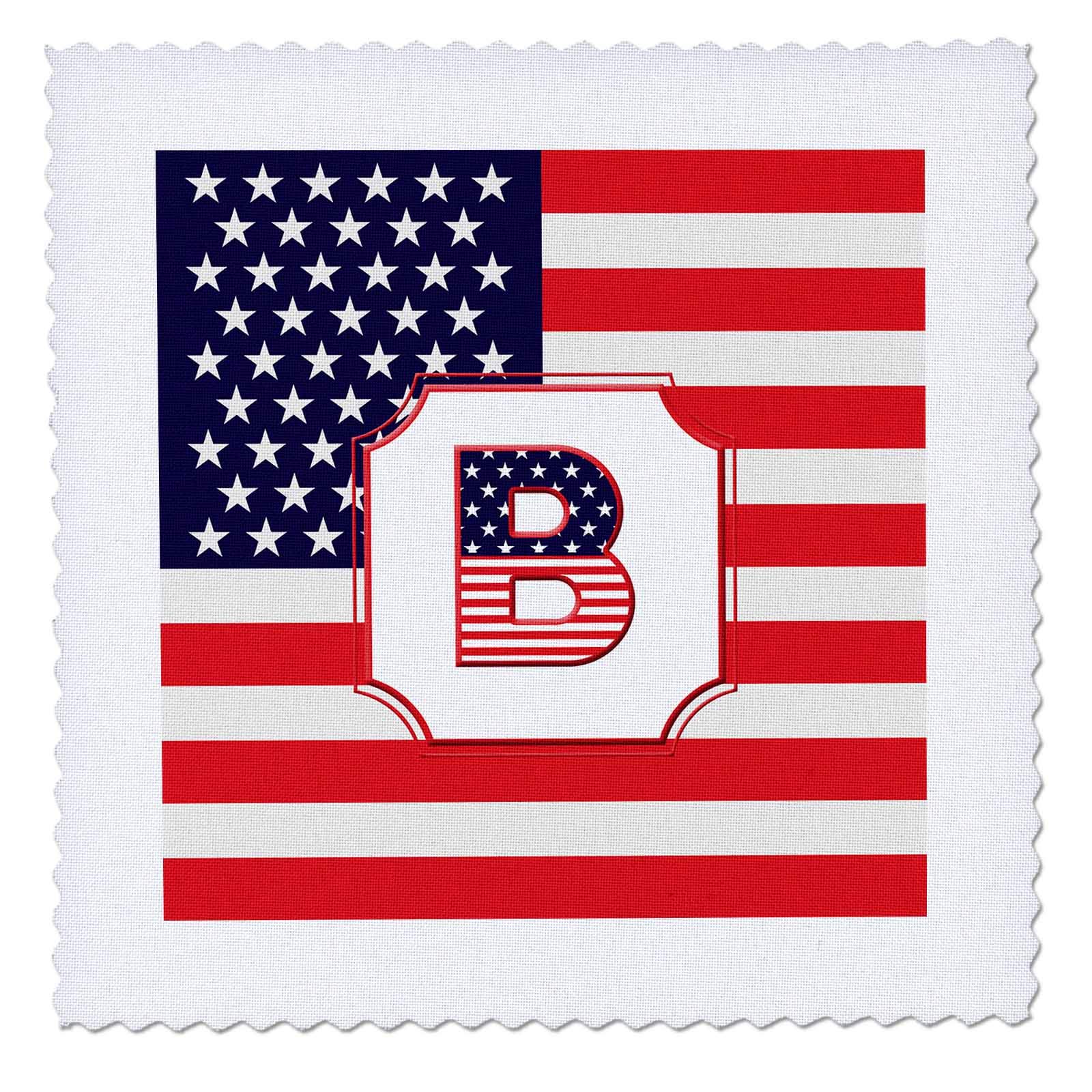 12x12 inch Quilt Square - Letter B Stars and Stripes Flag USA Monogram-Personalized Initial Personal Monogram Initials